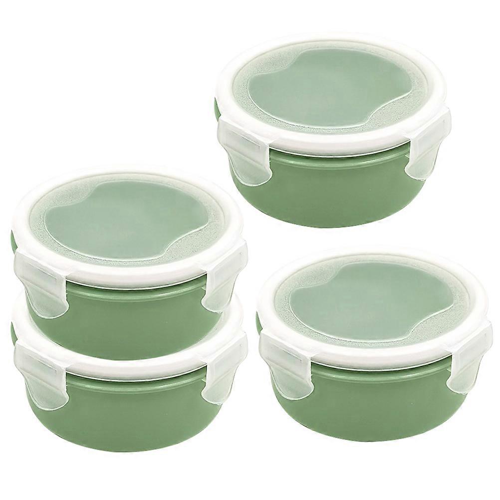 Airtight Food Sealing Box Set 4Pcs Round Fridge Use Green Food Storage For Long-Term Preservation