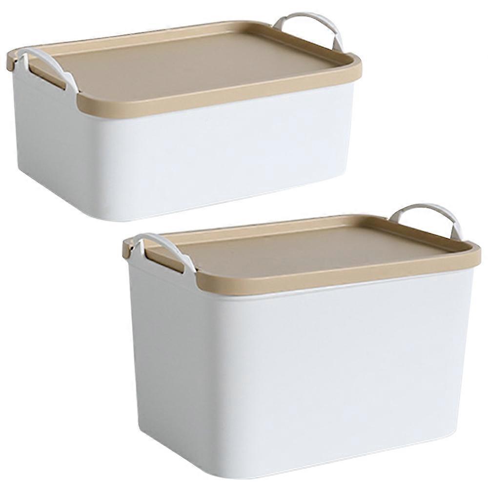 Handheld Storage Box White Plastic Desktop Organizer Box 2Pcs for Sundries Storage