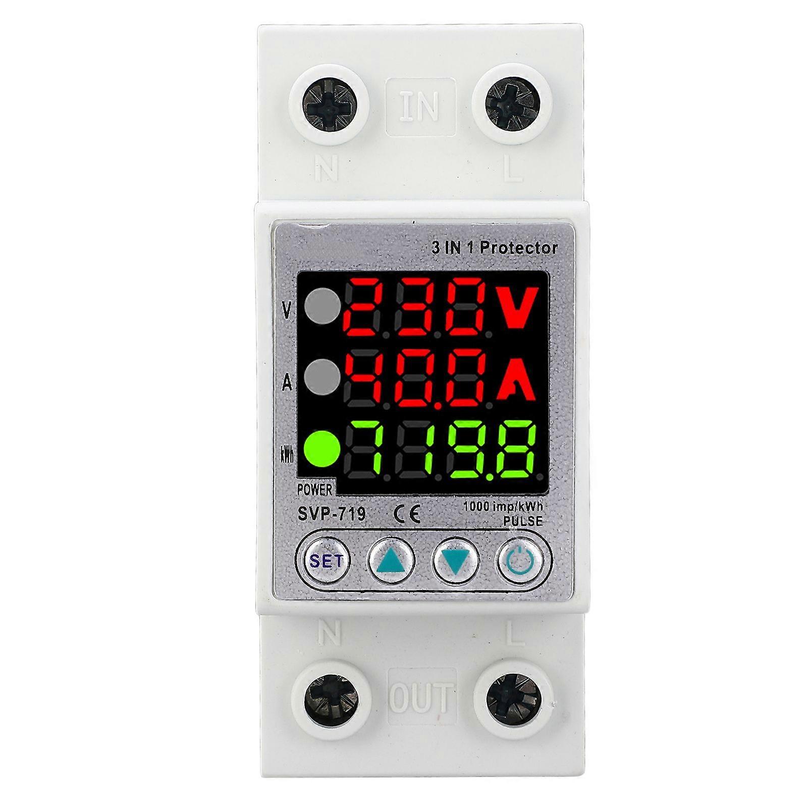 Adjustable Voltage Protector Self Resetting Smart Over Under Voltage Protective Device with Power Display AC230V 140A (SVP71940A N)