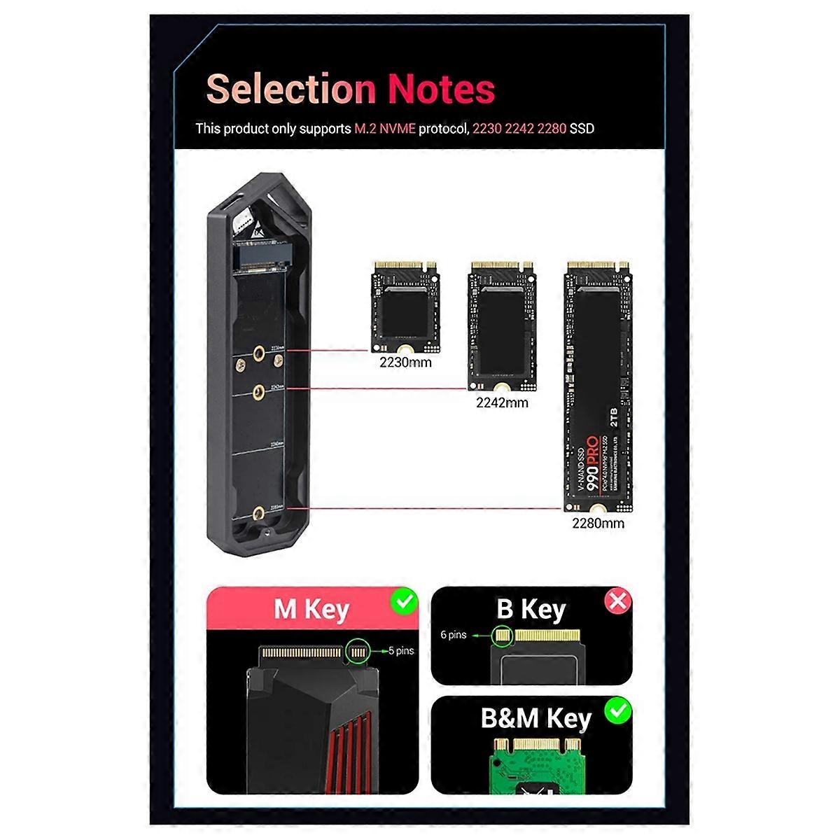 Boîtier SSD M2 double protocole NVMe USB 3.1 Type C Gen2 10 Gbit/s