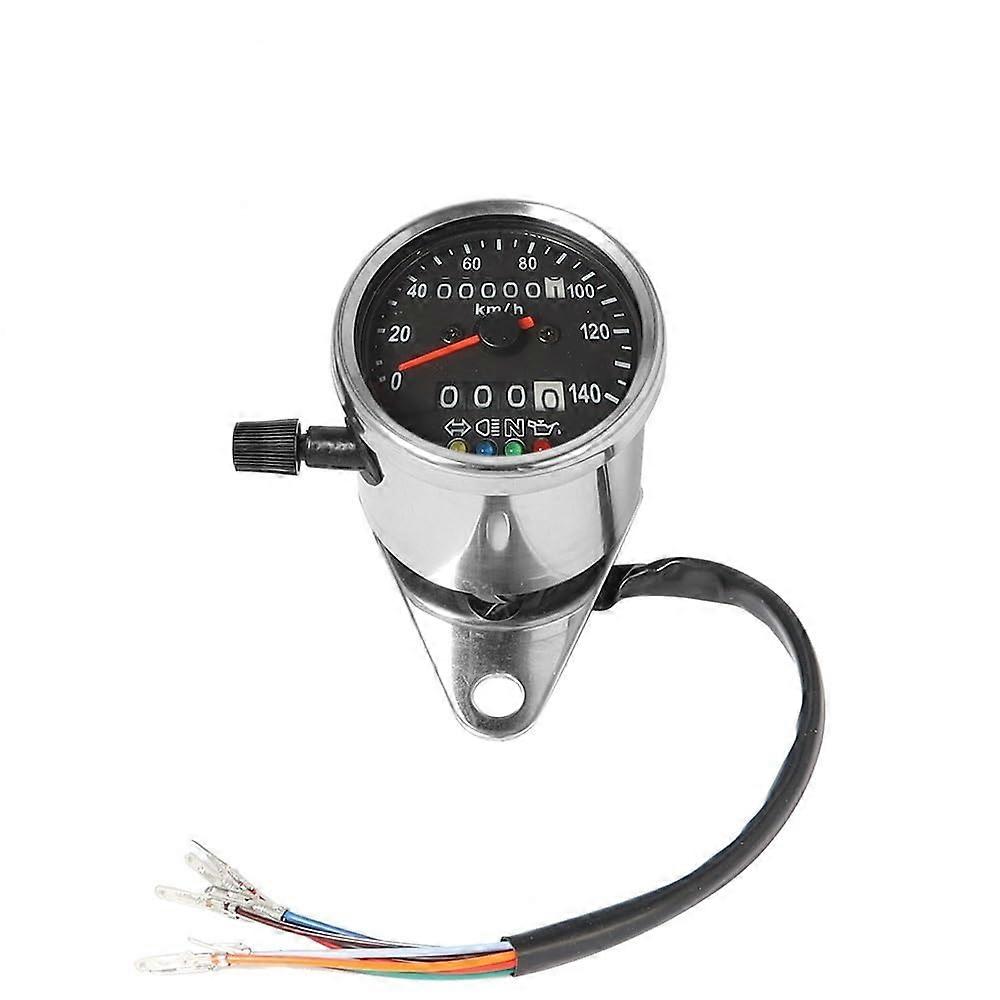Gauge Odometer Retro Motorcycle Backlight Dual Odometer 0140 KM/H Tachometer Vintage Universal Silver