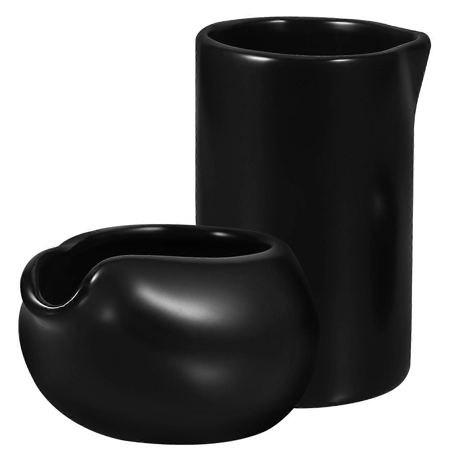 Black Ceramic Milk Jugs for Serving 4Sets of Multi-Purpose Kitchen Containers