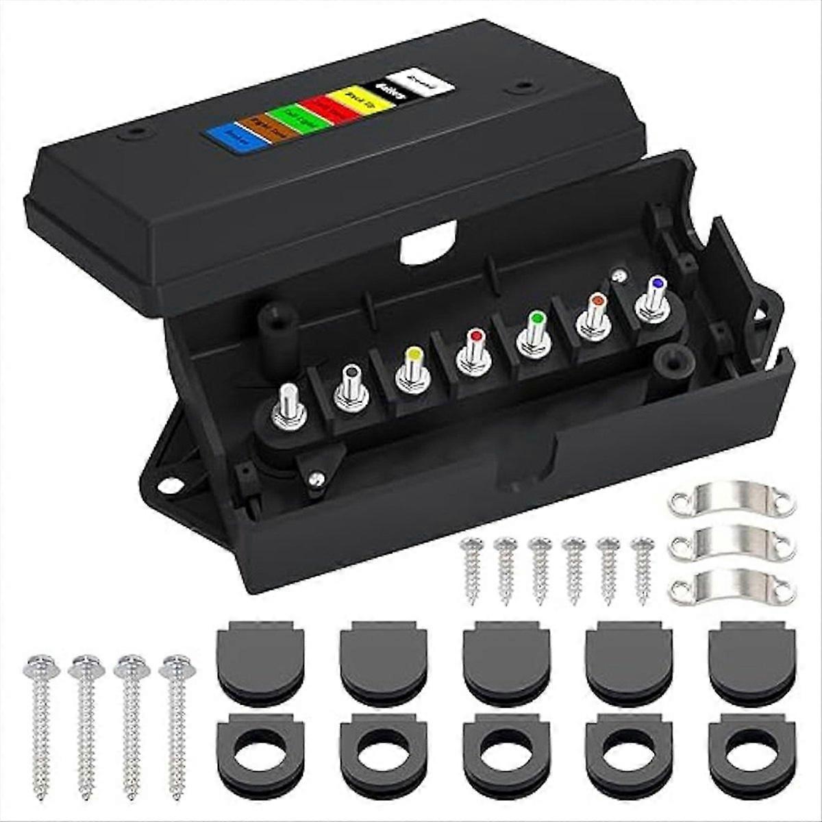 7 Way Trailer Junction Box,7 Pin Trailer Wiring Box 7 Color-Coded Electric Wires Connection Box for 
