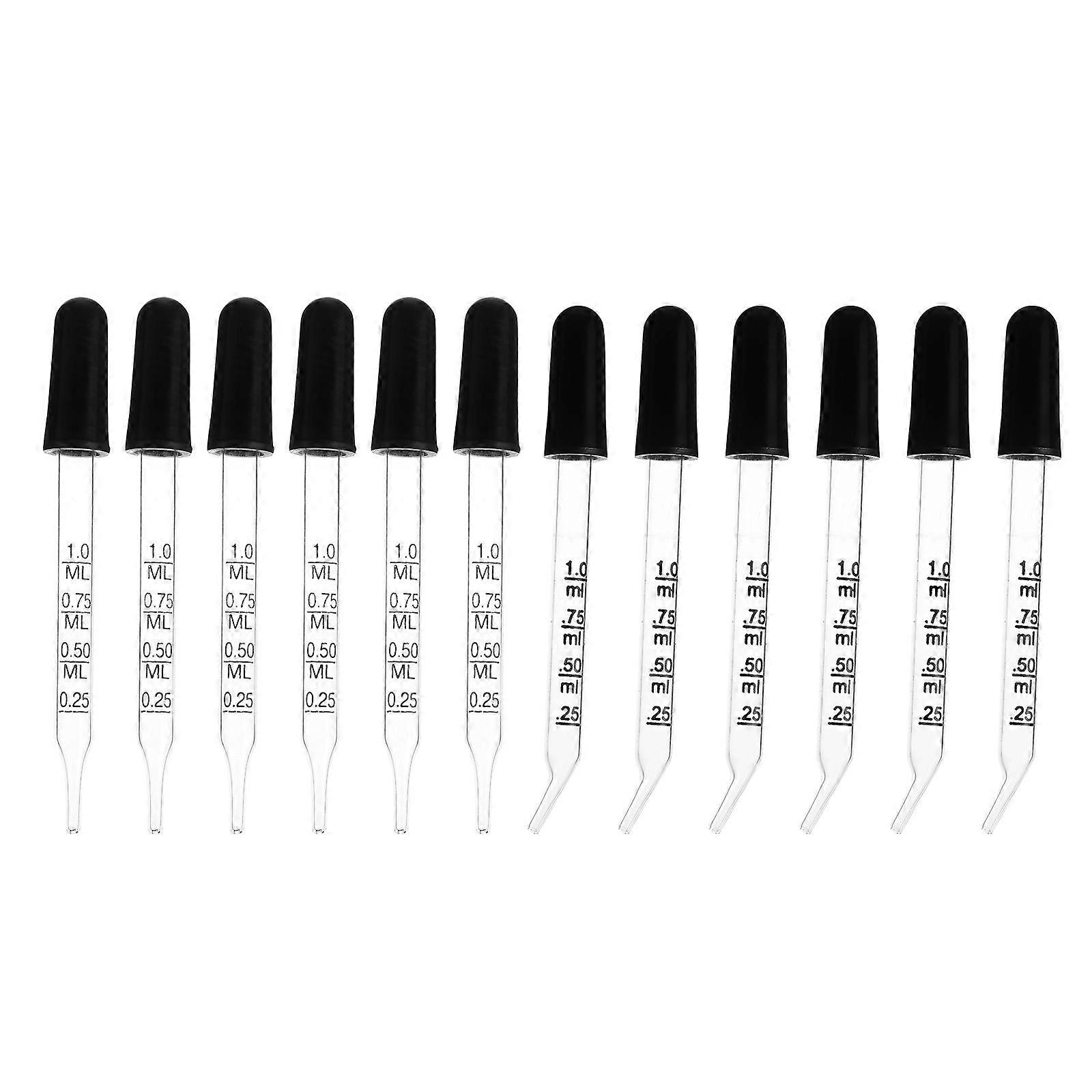 Food Grade Dropper Pipette Glass Dropper Therapists Home Use Durable Design 1ML 12Pcs