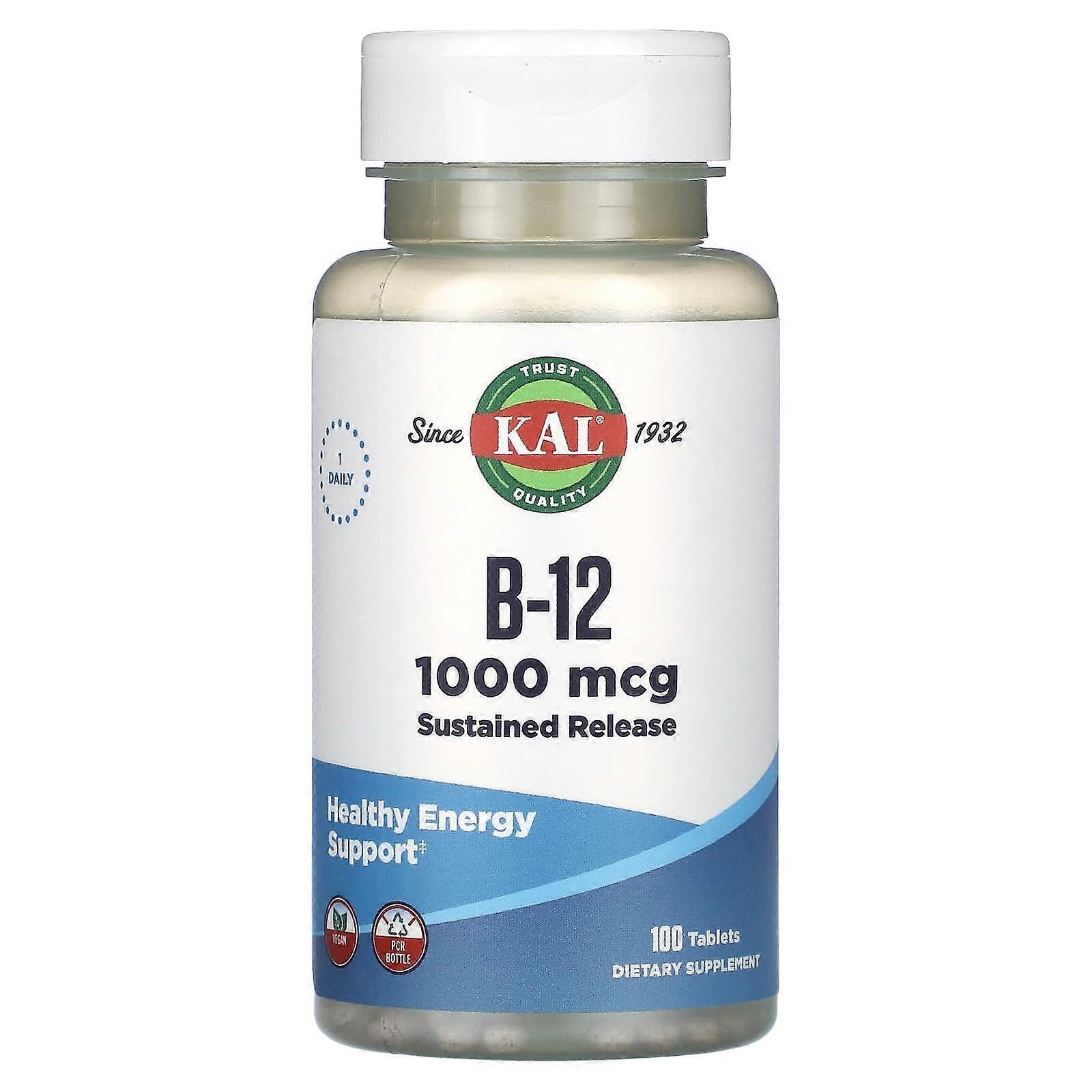 B-12, 1,000 mcg, 100 Tablets