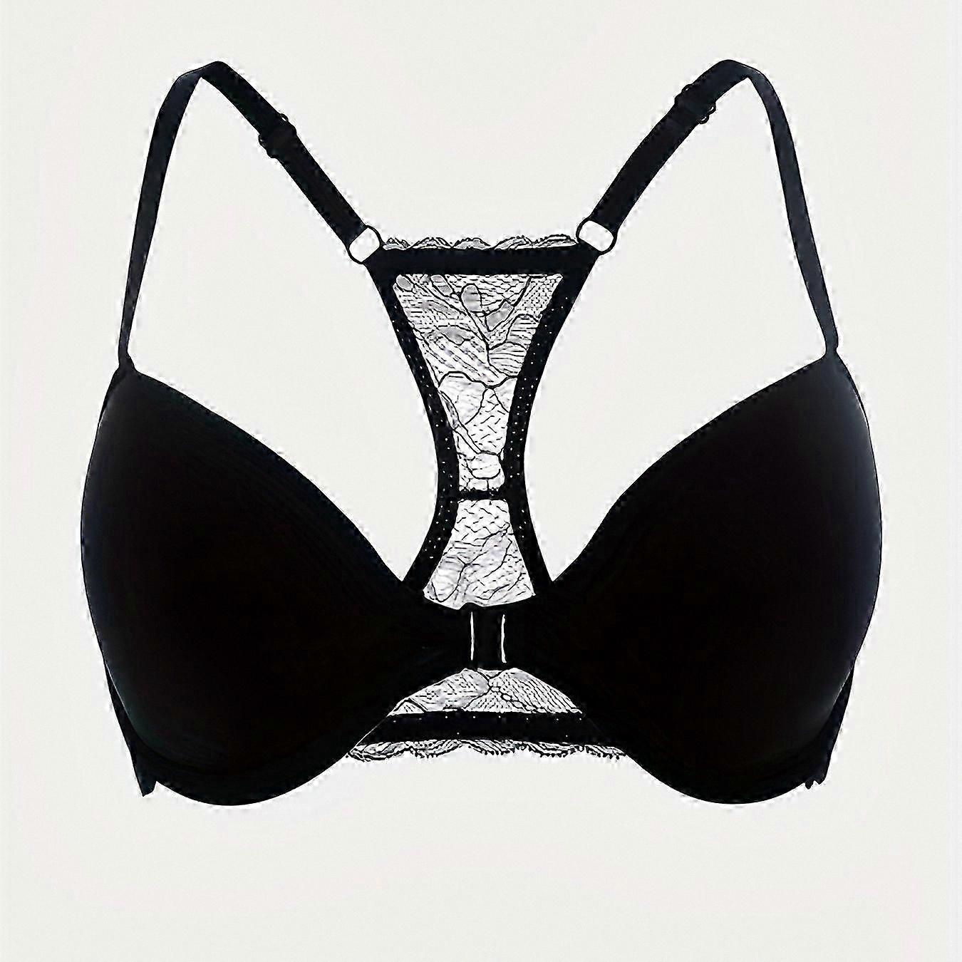 Front Buckle Lace Bra with Push-Up Support, Comfortable Breathable Design for Women's Everyday Wear