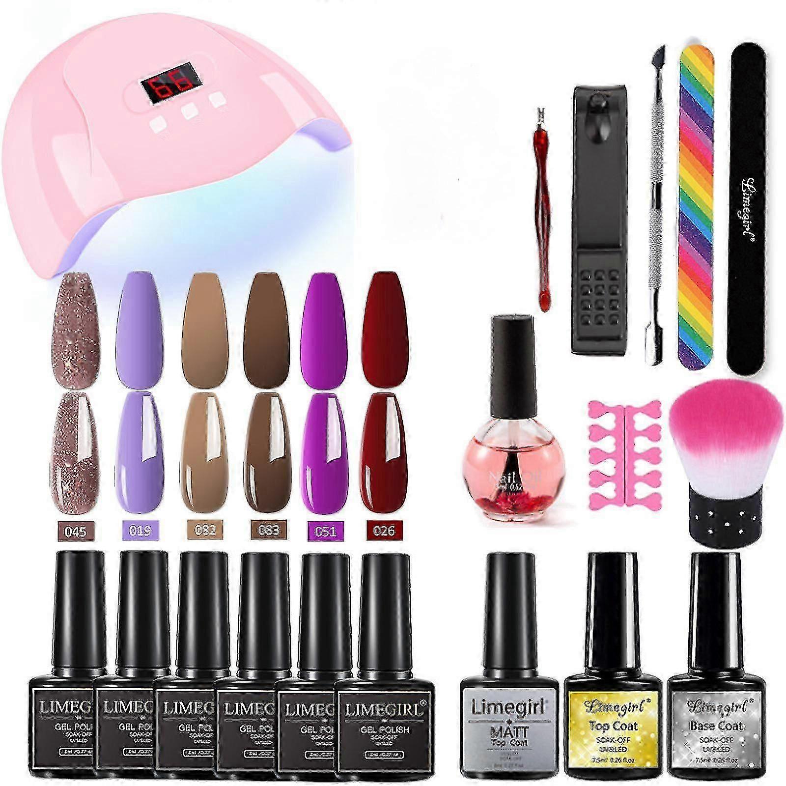 ジェルマニキュアセットUVライト54Wネイルドライヤー、光沢のあるマットプライマーネイルアートデコレーションツールギフト-GSL