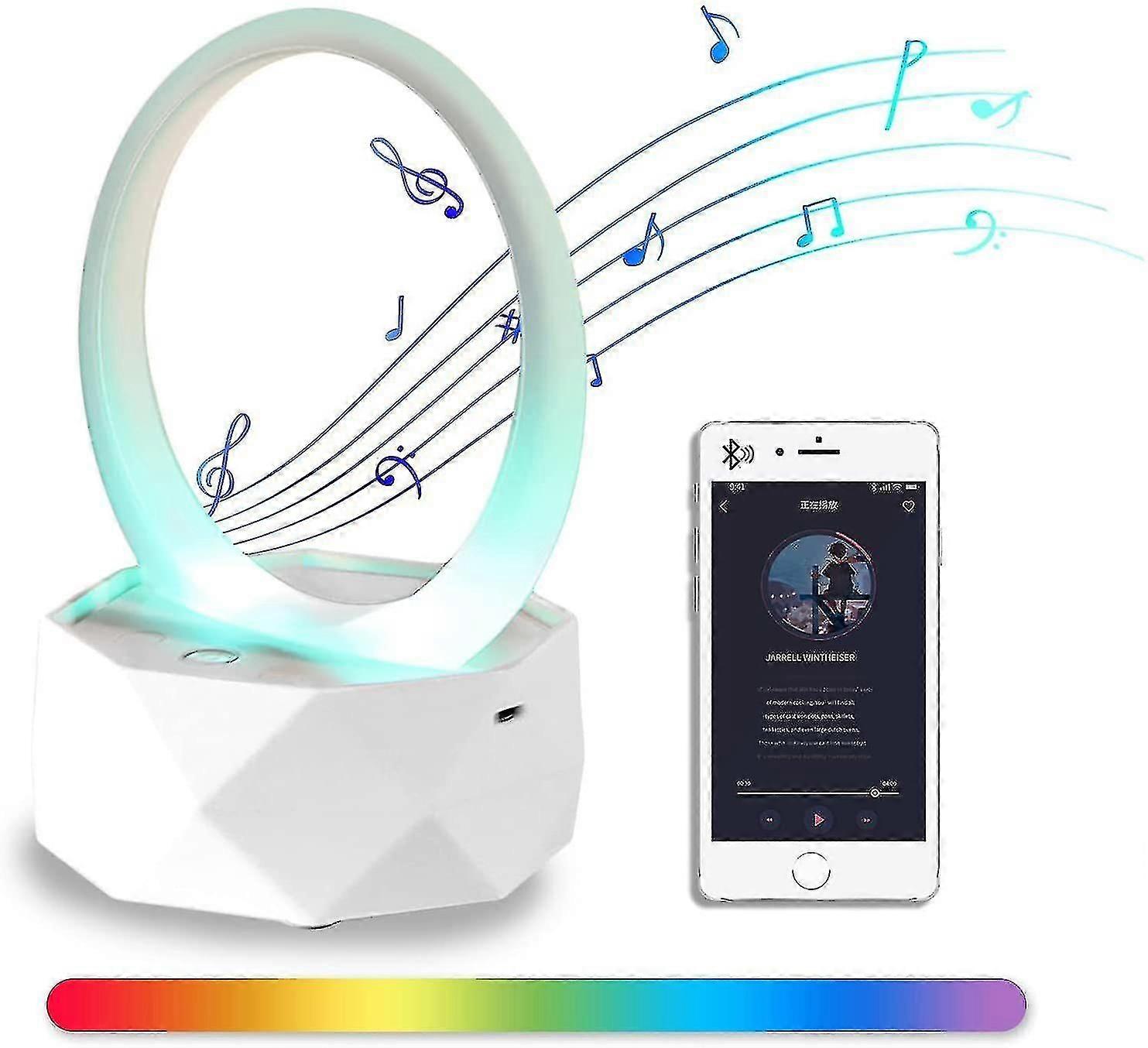 Bluetooth Ring Led Night Light With Speaker, Wireless Colorful Ring Light Automatically Ch