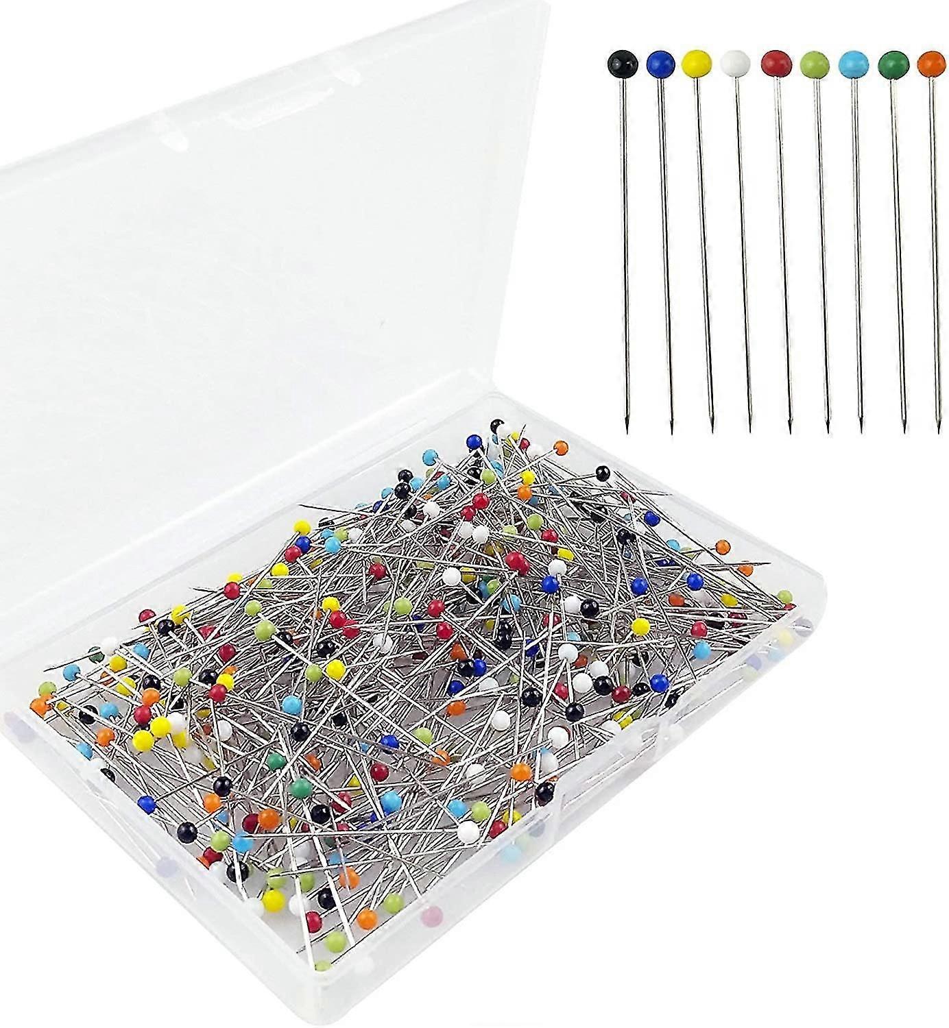500 καρφίτσες ραψίματος αρίθμησης, καρφίτσες κεφαλιών σφαιρών γυαλιού, πολύχρωμες ευθείες καρφίτσες καπιτονέ, καρφίτσα σχεδίου με Cle