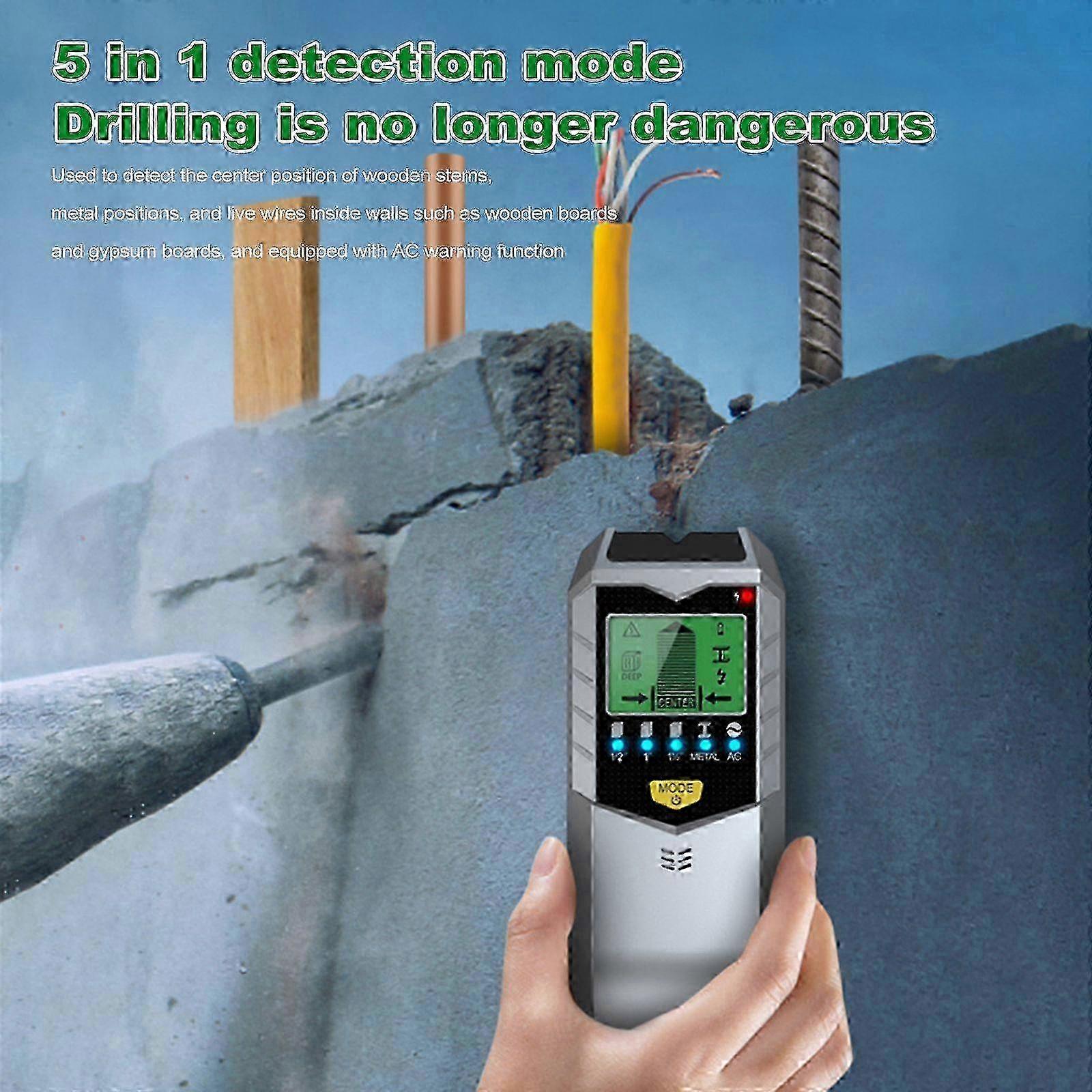 Stud Finder Wall Scanner 5 in 1 Electronic Stud Detector with HD LCD Display Used for Detecting Wood Metal Wire with Warning Function