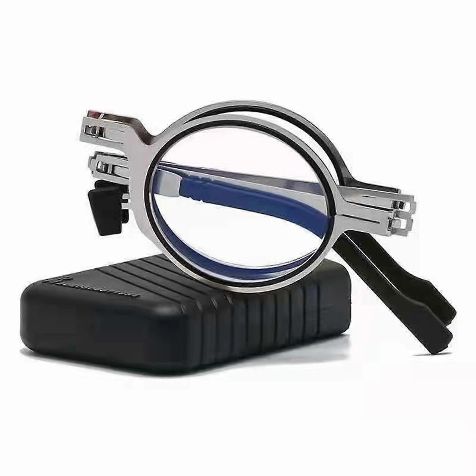 Ultra Light Screwless Foldable AntiBlue Light Reading Glasses Round 2.5x Unisex Portable Folding Reading Glasses