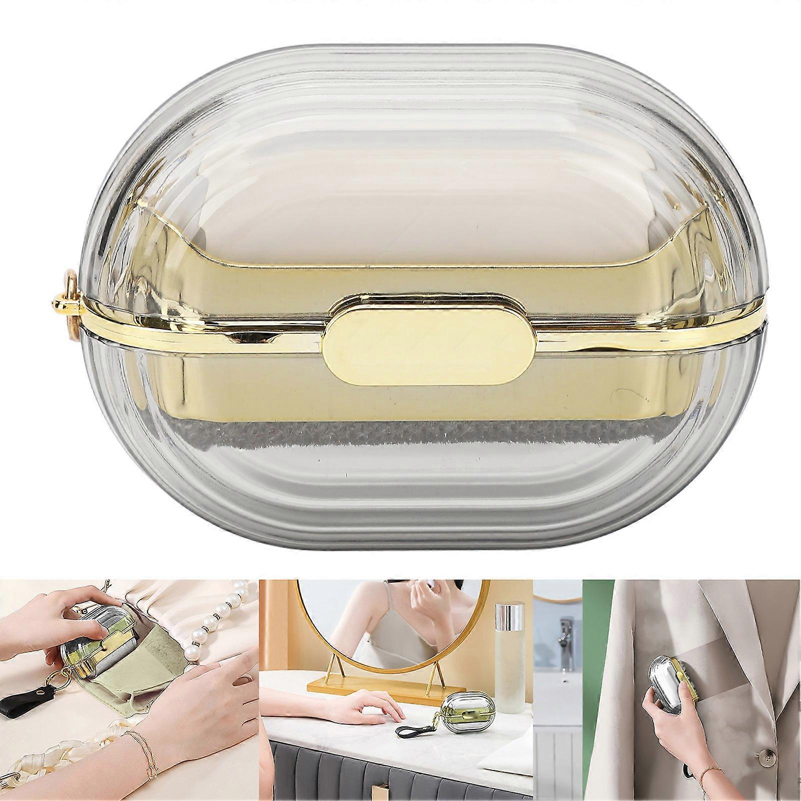 Double Sided Portable Tearable Lint Roller with Hand Strap Mini Luxury Lint Remover for Clothes Bag Dust Fuzz Fur Grey 