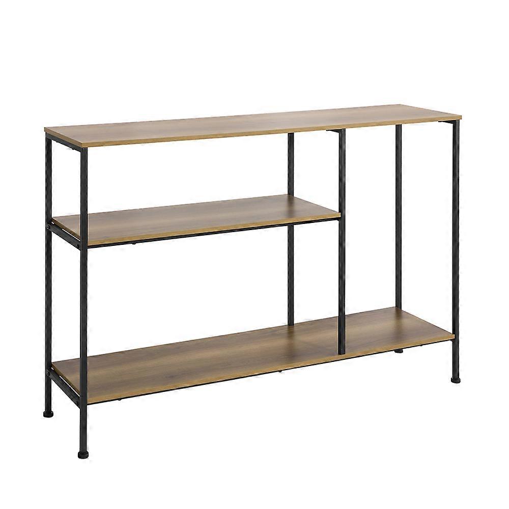 SoBuy FSB35-PF,Vintage 100cm Long Console Table, Hallway Side Table with 3 Shelves for Living Room, Entryway Storage Display Stand with Metal Frame