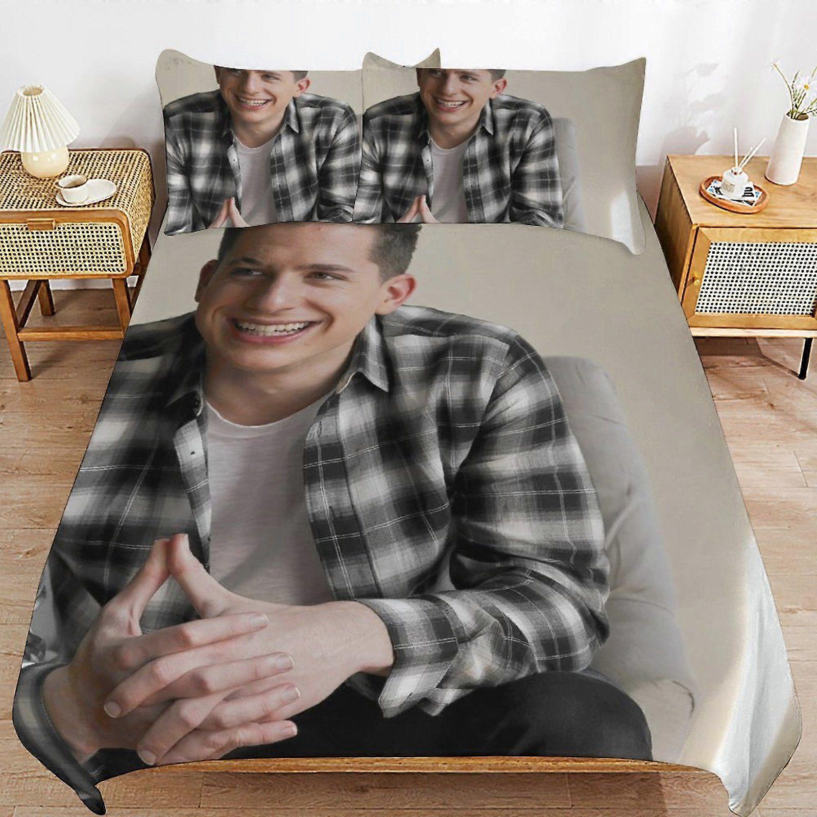 u524 Charlie Puth Practical Zip Function Smooth Bedding Surface Soft Layer Duvet Cover Sets for Rest Night n524