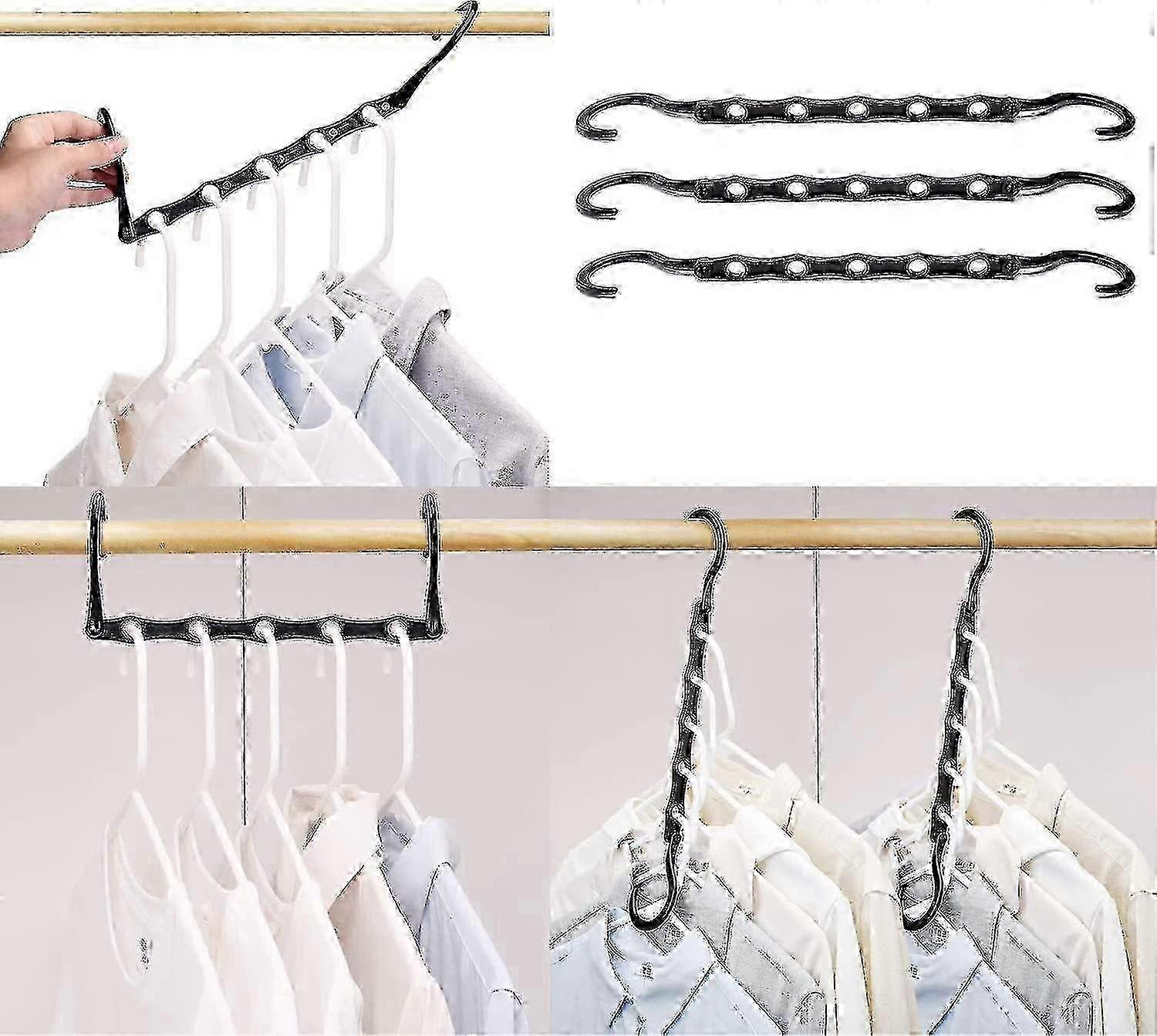 Pack Magic Hangers for Clothes - Organizer Storage in Black 38cm