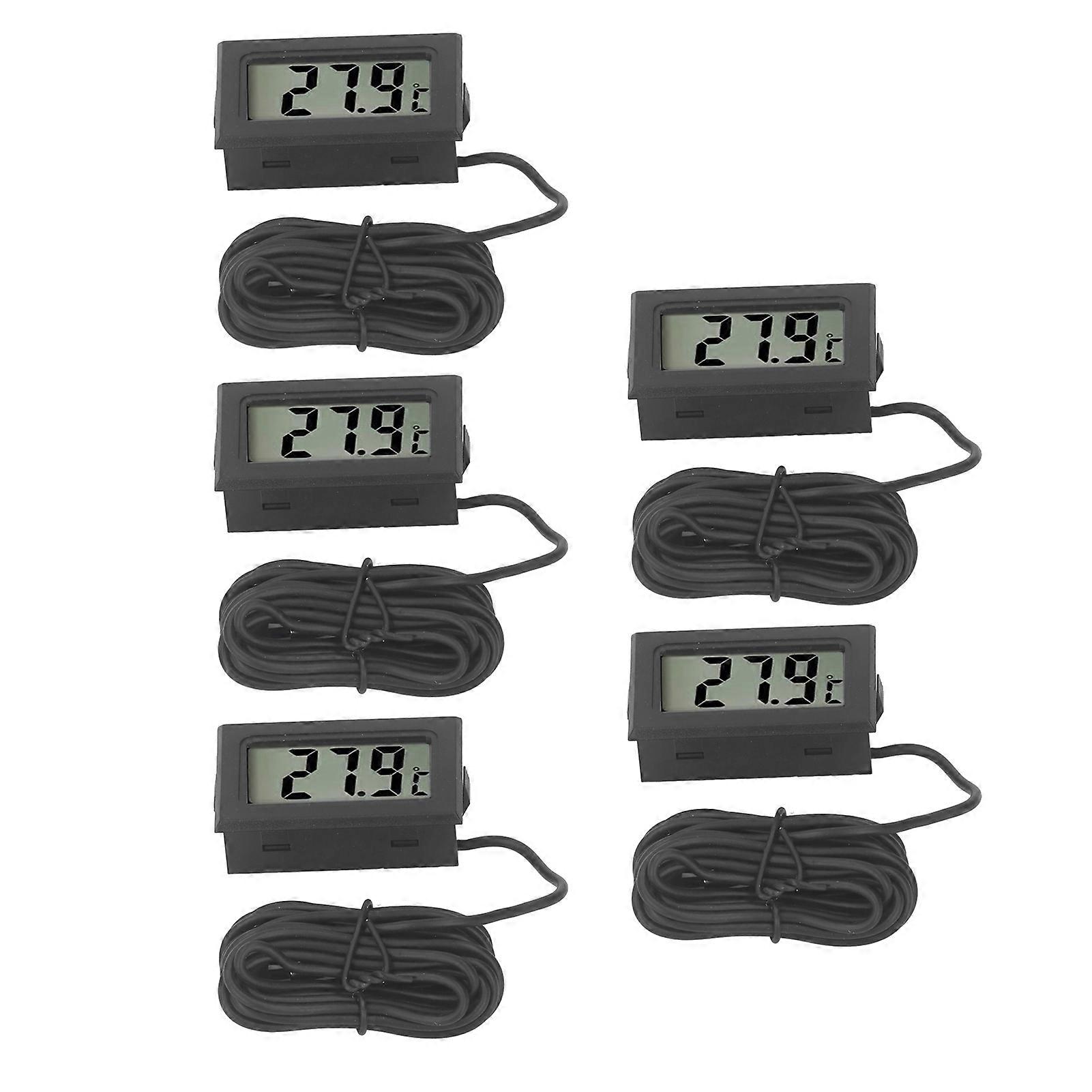 5PCS Electronic Digital Display Thermometer Black Mini Embedded Indoor Digital Temperature Meter