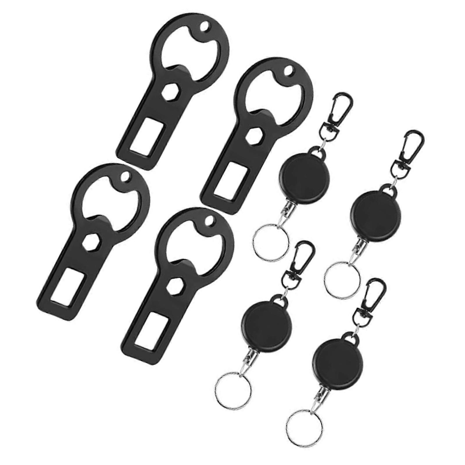 4Pcs Practical Metal Bottle Opener Keyrings Set Retractable Design For Dog Walkers And Home Entertainment Use Multicolor