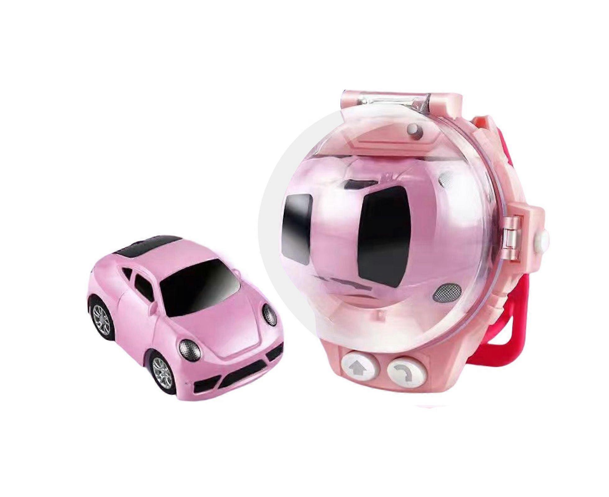 1 Set Mini RC Car LED Light Effect Styling Rechargeable Anti-interference Miniature Model Toy 2.4 GHz Cartoon Watch Remote Control Racing Car Toy - F