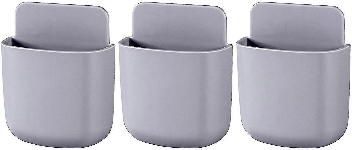 تخزين حامل الهاتف المحمول حامل مثبت على الحائط للمكاتب المنزلية واللوازم المدرسية حاوية تخزين 3 قطع