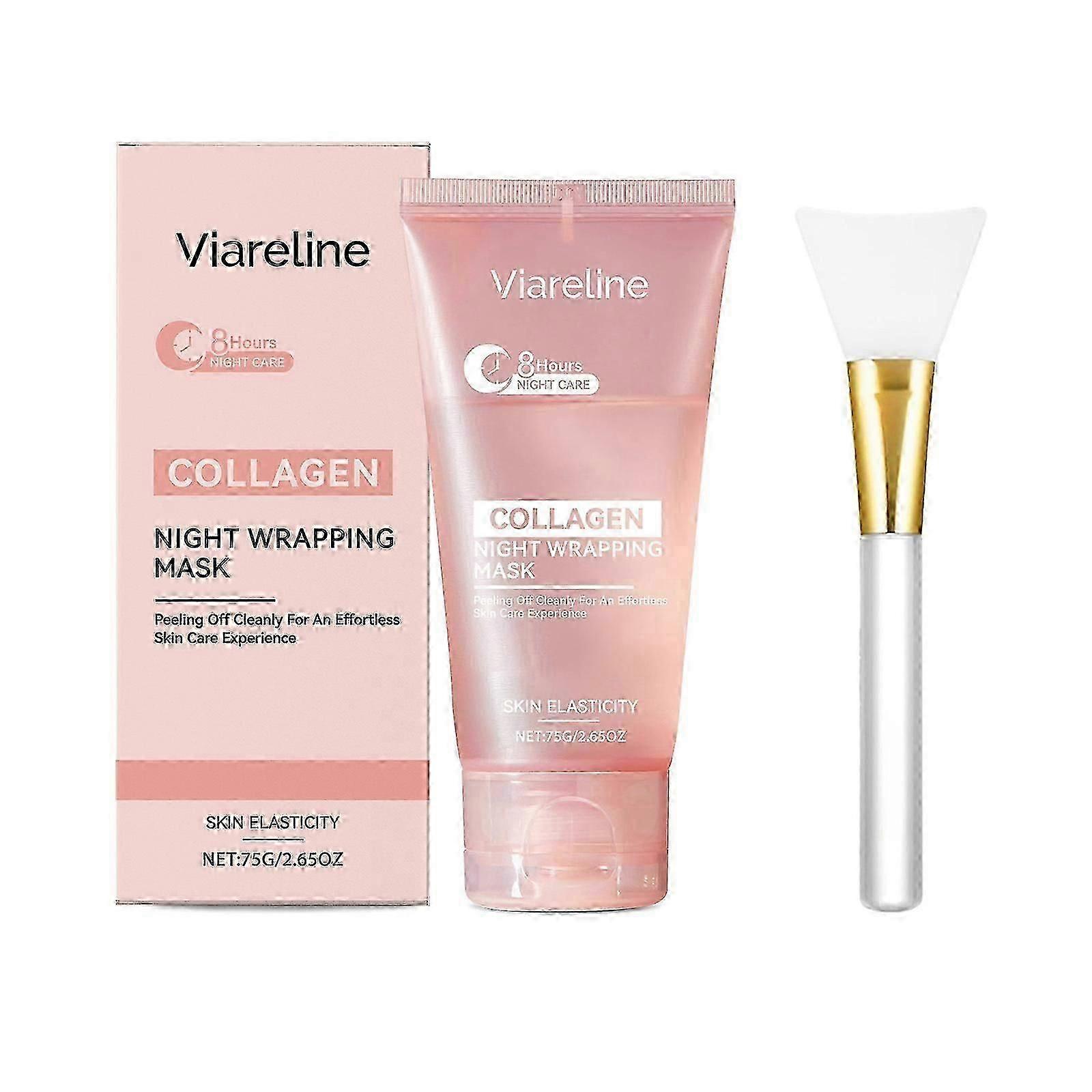 Viareline Collagen Pulling Mask (with Brush) Moisturizes and nourishes facial skin to enhance elasticity, delicate and brightness