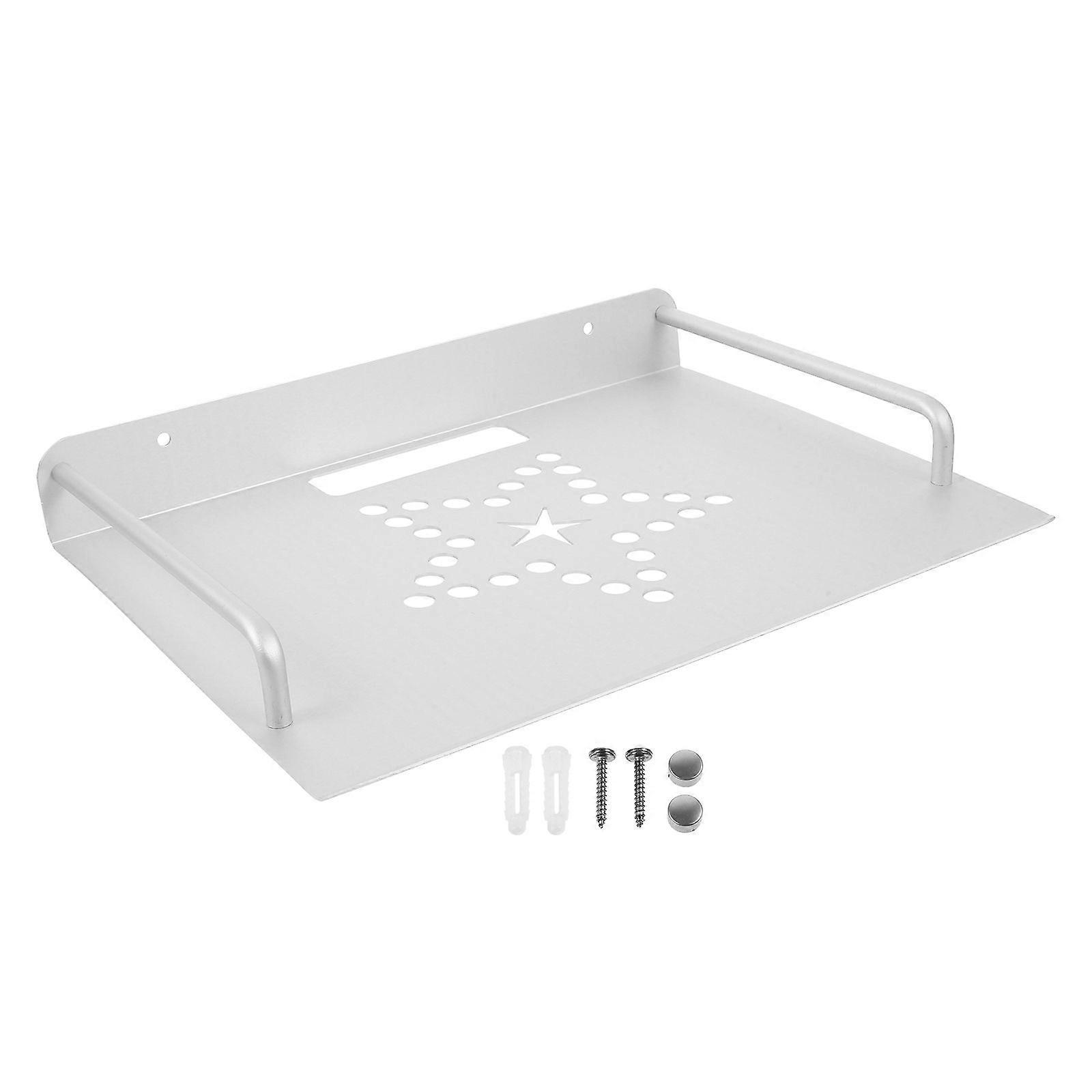 STB Box Shelf Space Aluminum Living Room STB Box Rack Simple Router Bracket for Home (White)