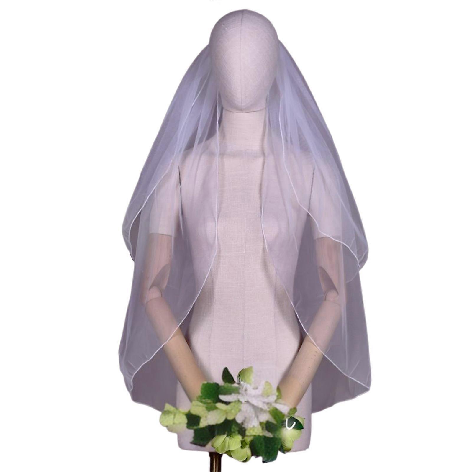 Breathable Two Bridal Accessory Tulle Simple Design To Different Face Structures  White
