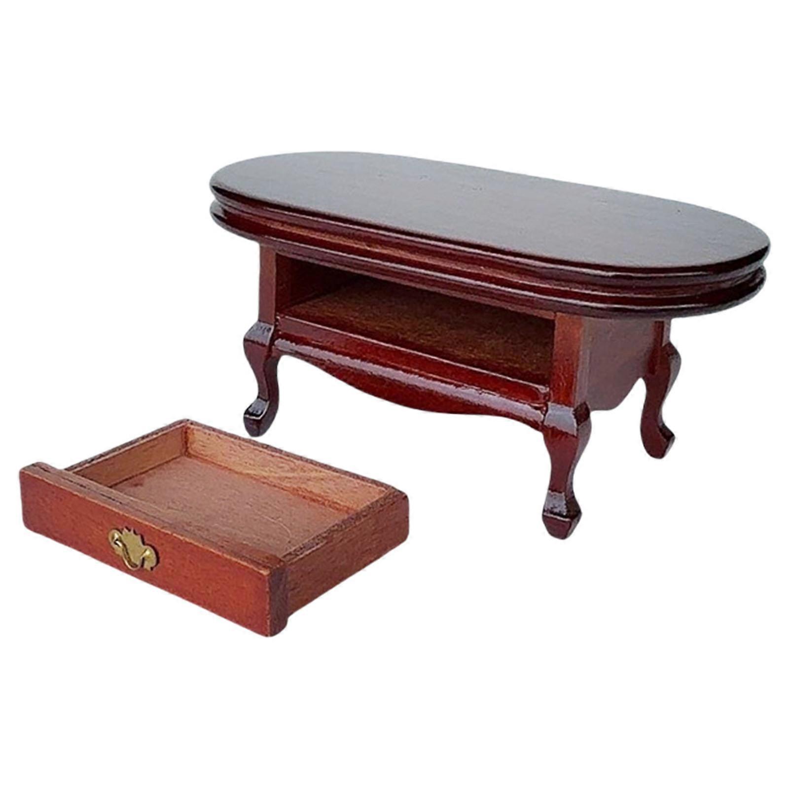 Premium  Tinted Wooden Table Detailed Drawer Functionality For 1 12 Scale Doll Rooms Multicolor
