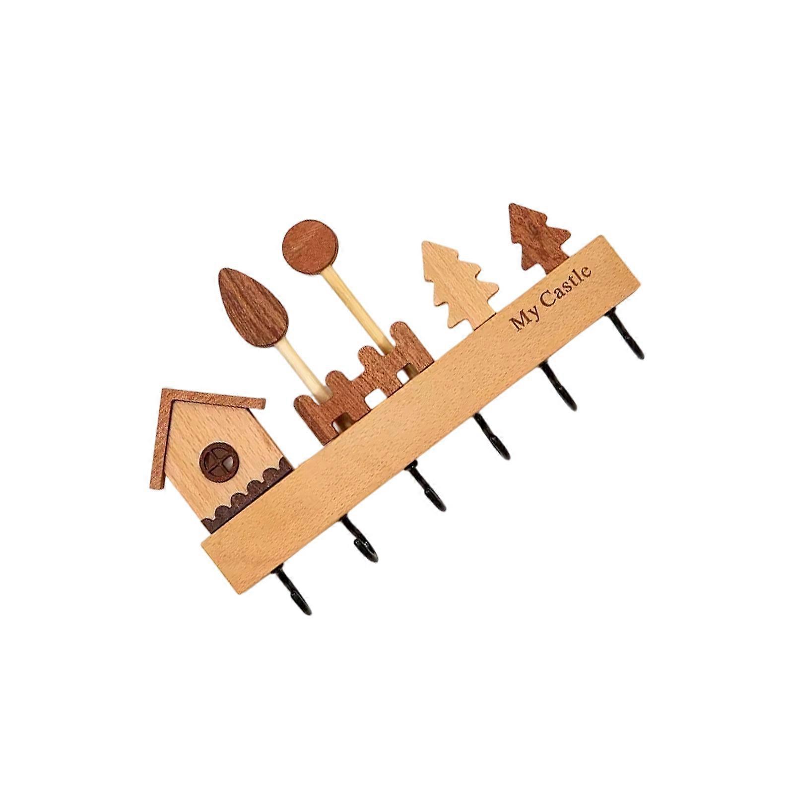 Natural Wooden Key Hook Set Removable Adhesive Wall Hanger For Organizing Entryways Closet Spaces Multicolor