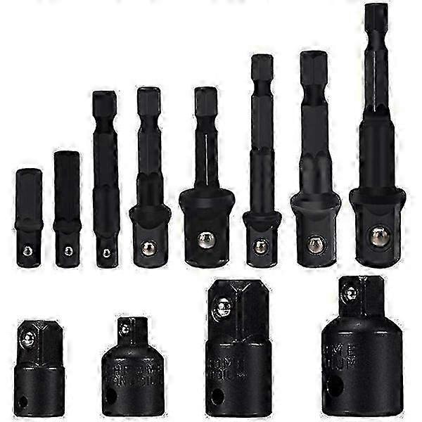 Socket Adapter Conversion Set 8 Pieces Hex Shank Drill Socket Wrench Extension Adapter Bits Set Set with 4 Reducer Adapters for Ratchet Wrenches/S