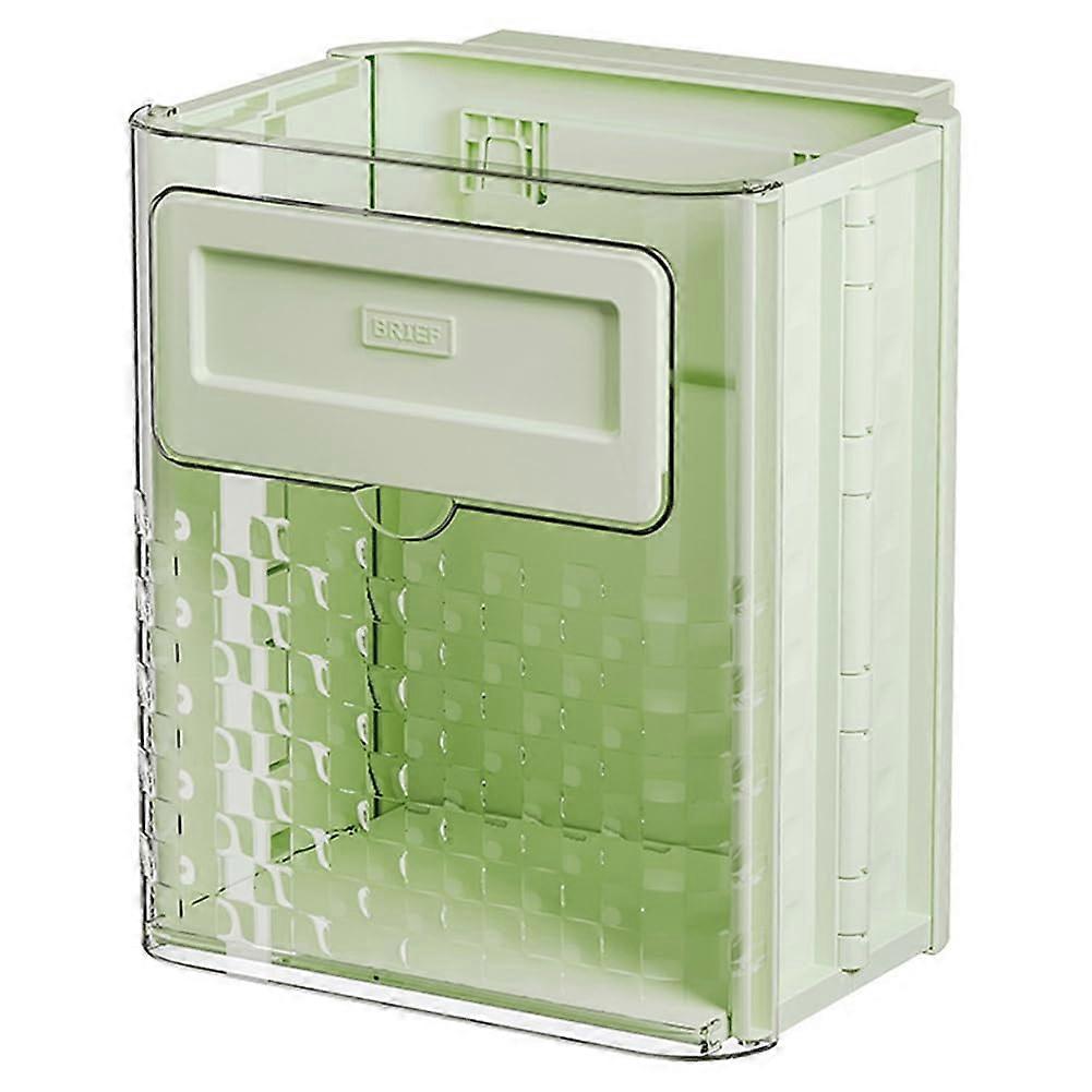 Wall Mounted Trash Can Foldable Hanging Waste Bin for Kitchen Cabinet, Easy Use Light Green