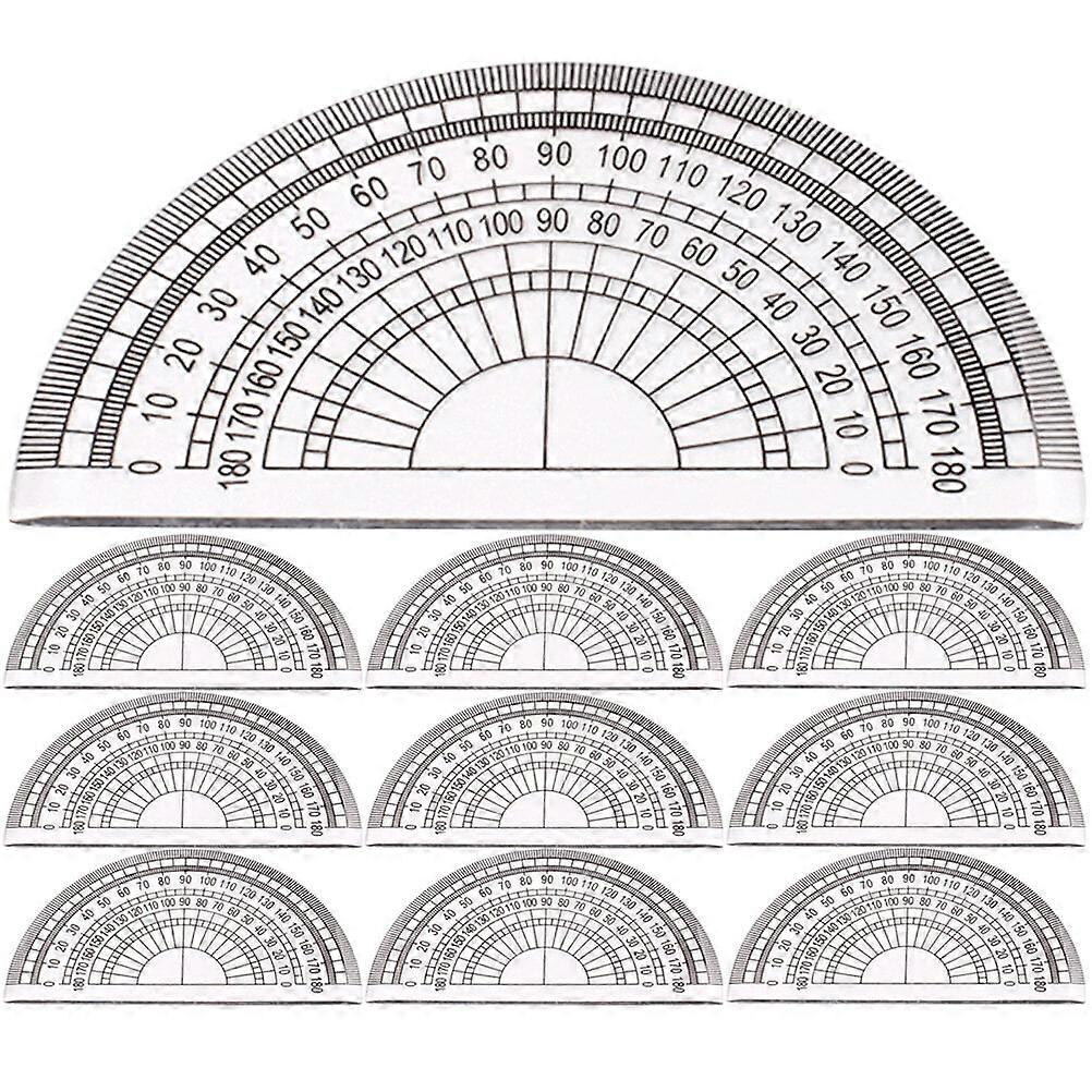 10pcs Plastic Protractors Math Protractor Angle Measurement Tools 180 Degree Protractors for Students