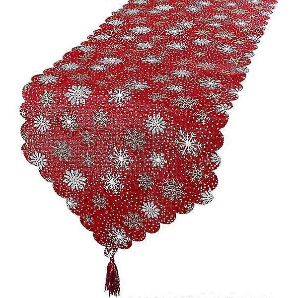 35x180cm Christmas Placemats - Red with Snowflake Pattern