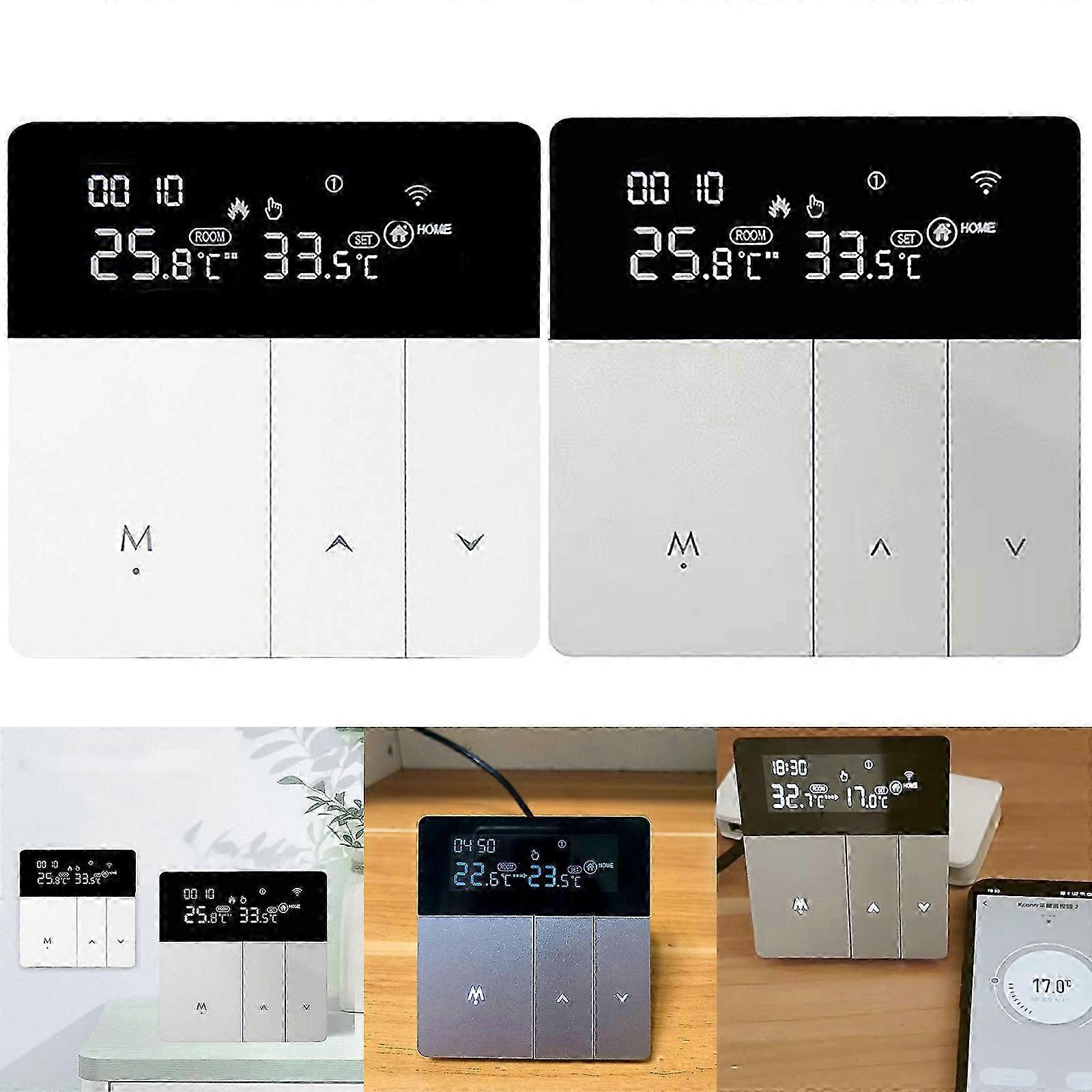 Touchscreens Thermostat Temperature Controller ABS Programmable Thermostat for Home Electric Water Gas Boiler Systems White