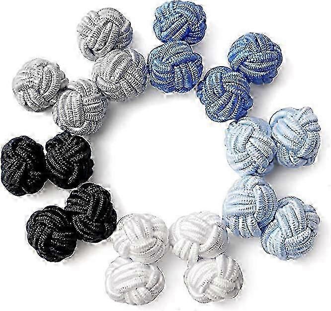 Set van 5 zijden manchetknopen voor mannen en vrouwen Twisted Knot Design ideaal voor zakelijke bruiloft en overhemden