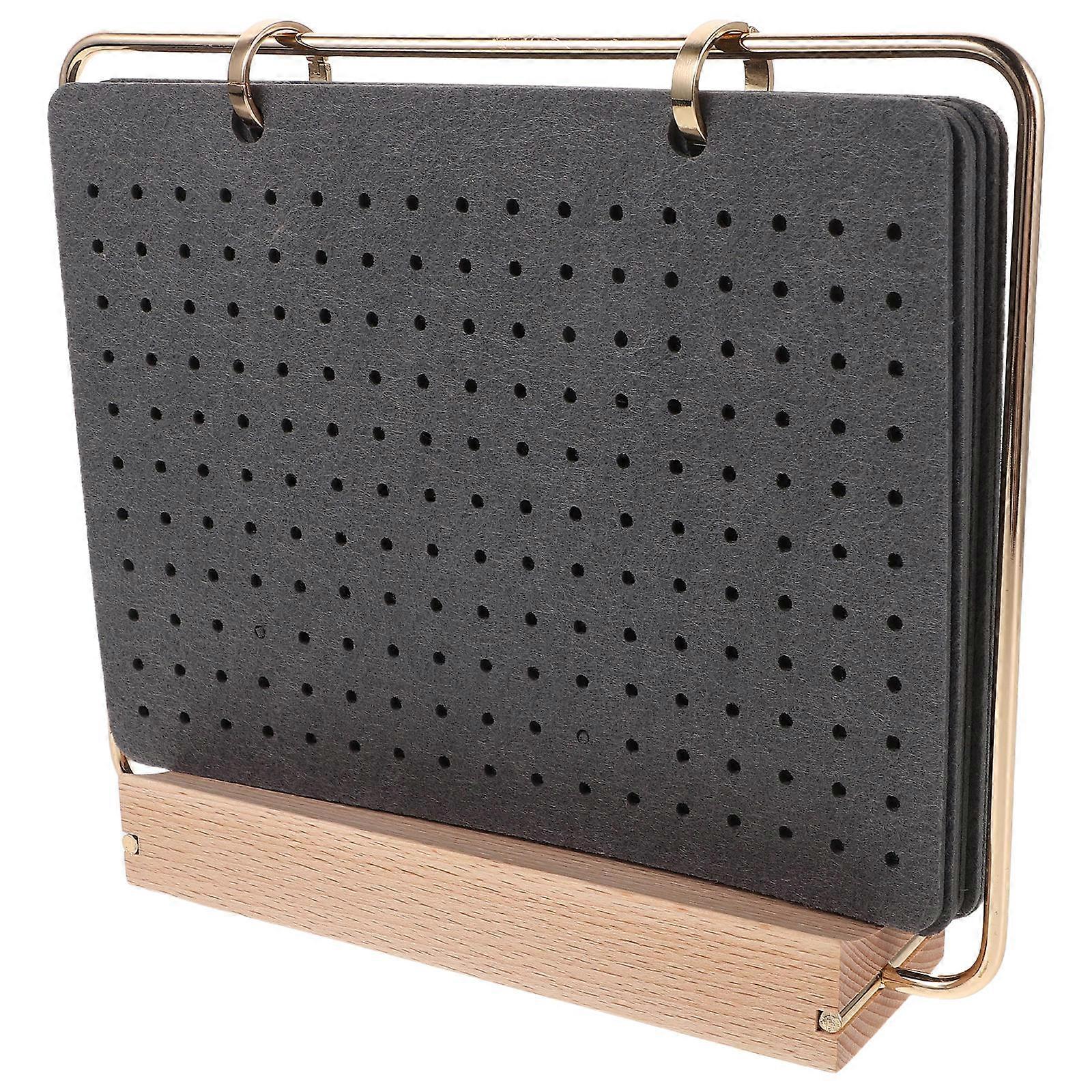 Felt Brooch Pin Organizer for Display with 6 Pages and Wooden Base Holder