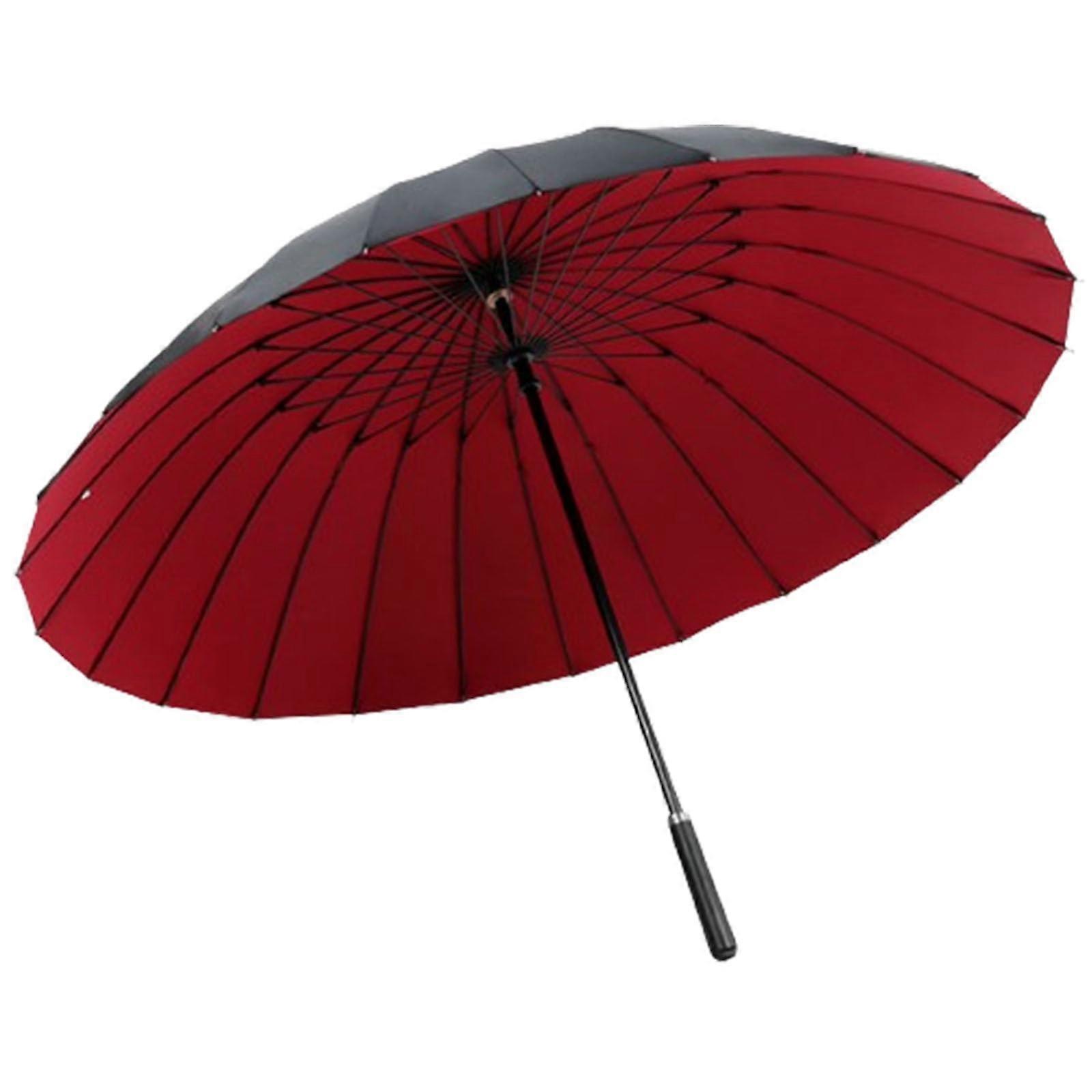 Large Windproof Golf Umbrella 27Inch Canopy 24Rib Frame Auto Open Close Double Layer Burgundy