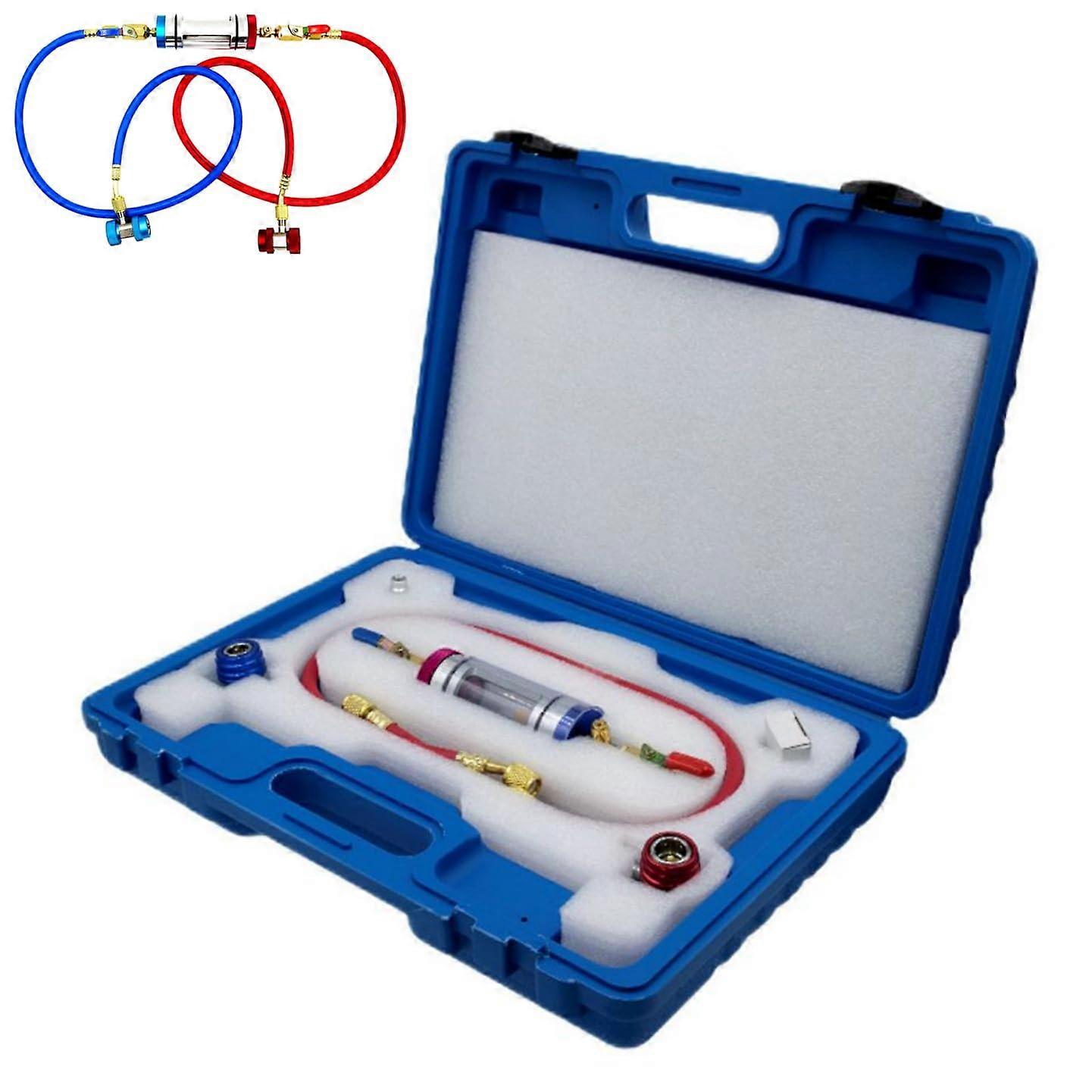Car AC Refrigerant Oil Filling Tool with MultiLayer Filtration and Quick Connect Couplers