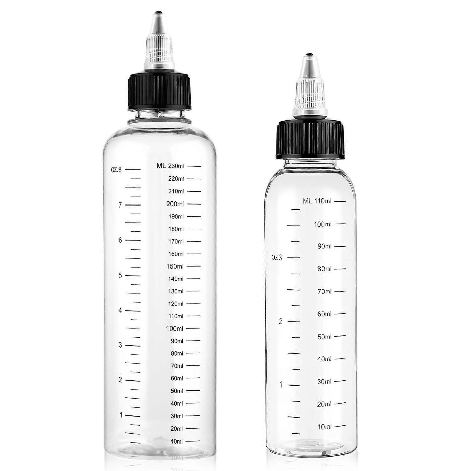 Hair Color Applicator Bottle Set 8.5oz and 4oz with Graduated Scale, Leakproof Twist Cap for Precise Hair Dye Application