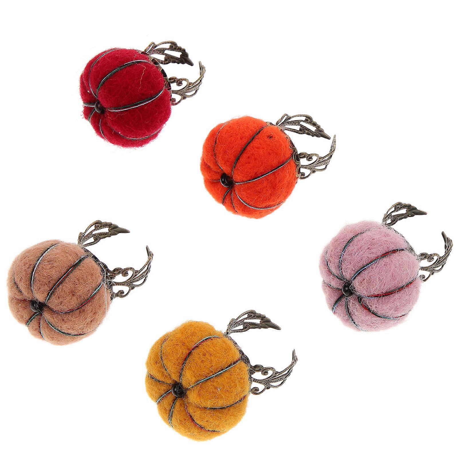 Reusable Sewing Pin Cushion Finger Ring 1Set Multi Color Pumpkin Design