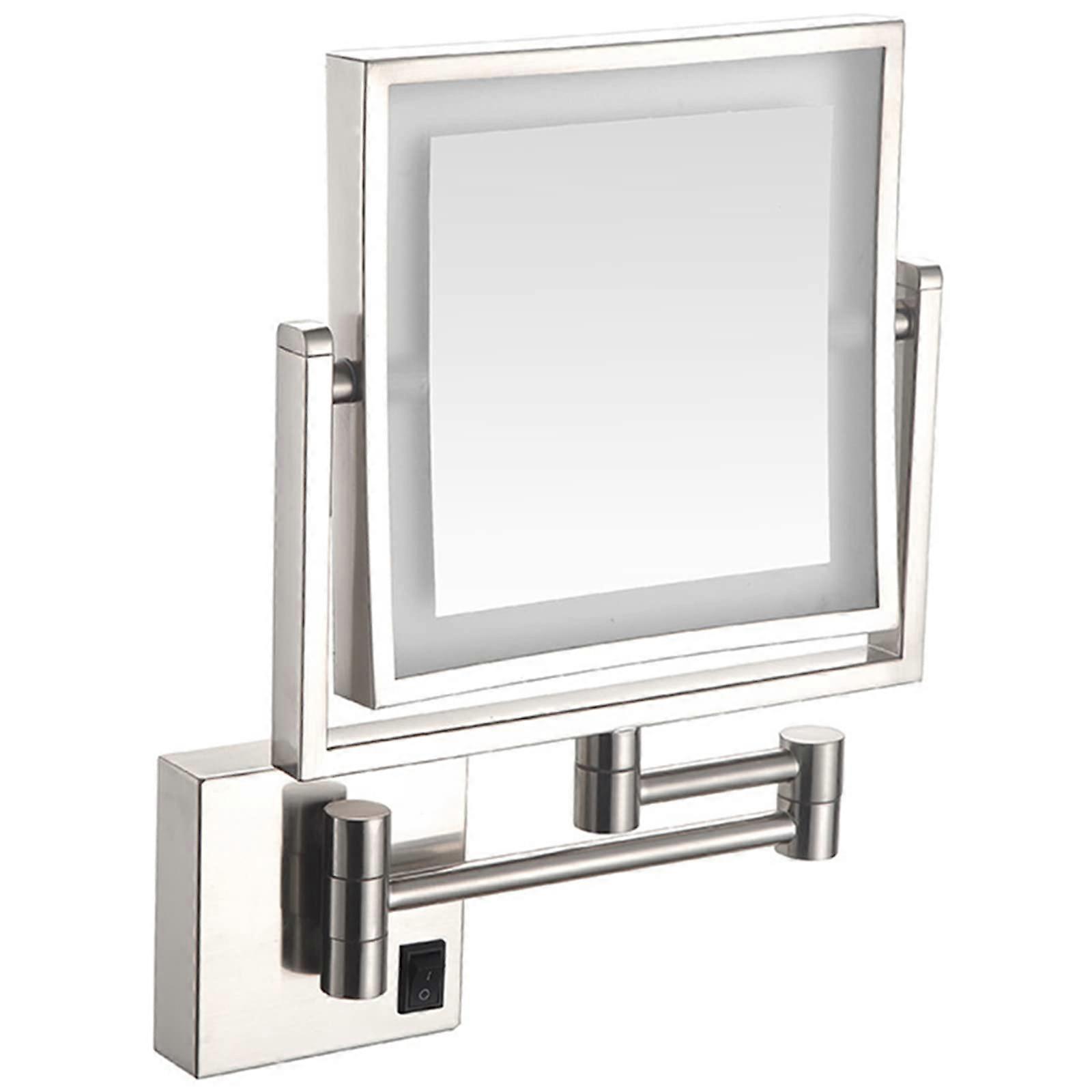 Lighted Makeup Mirror Wall Mounted LED Double Sided 1X 3X Magnification 360° Swivel Touch Sensor