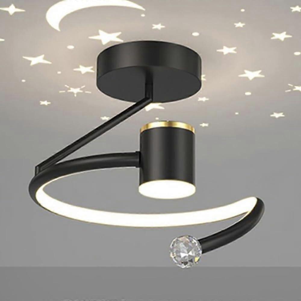 Modern 24W LED Ceiling Light Fixture with 3 Color Modes for Living Room Dining Room Black