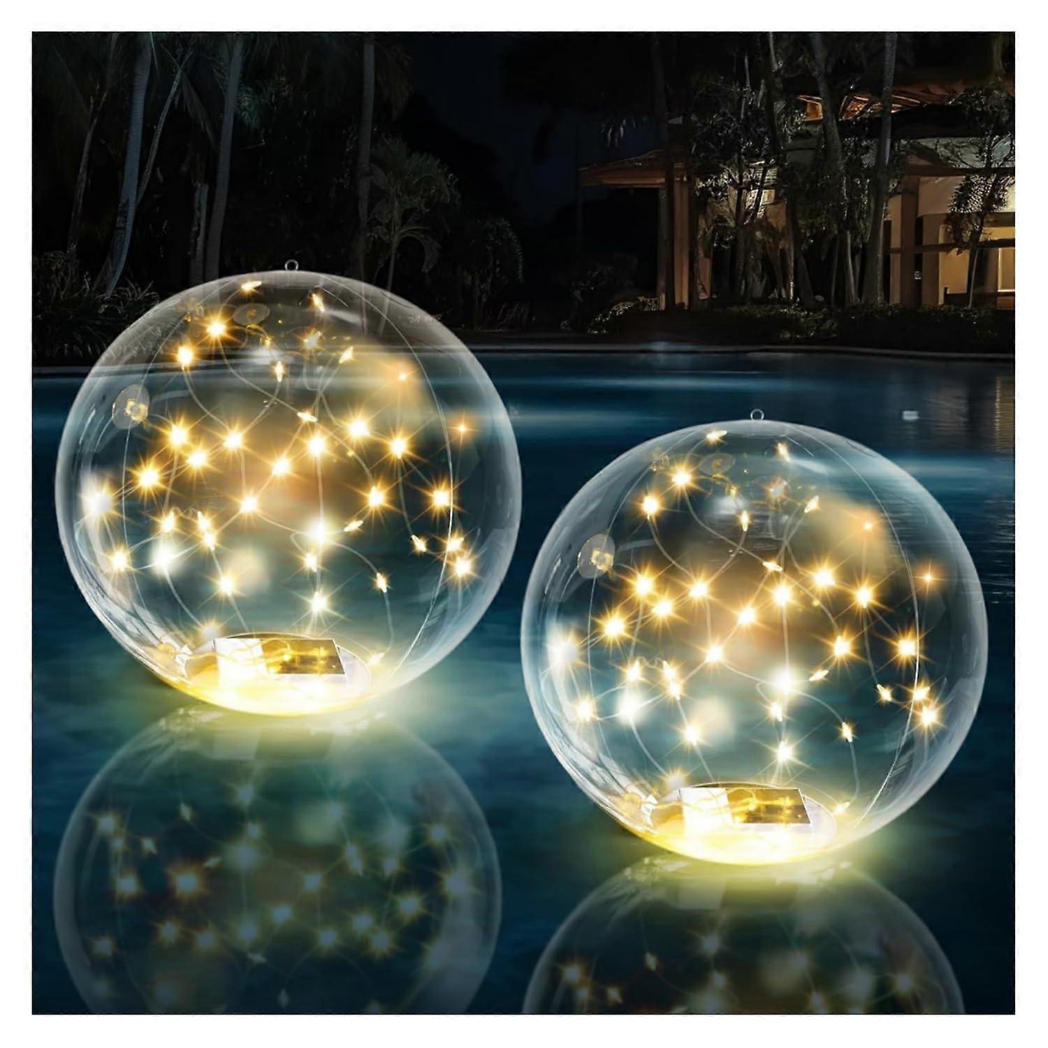 Floating Pool Light 2Pack, Solar Powered, 35cm Inflatable Glow Balls, Remote Control, IP68 Waterproof