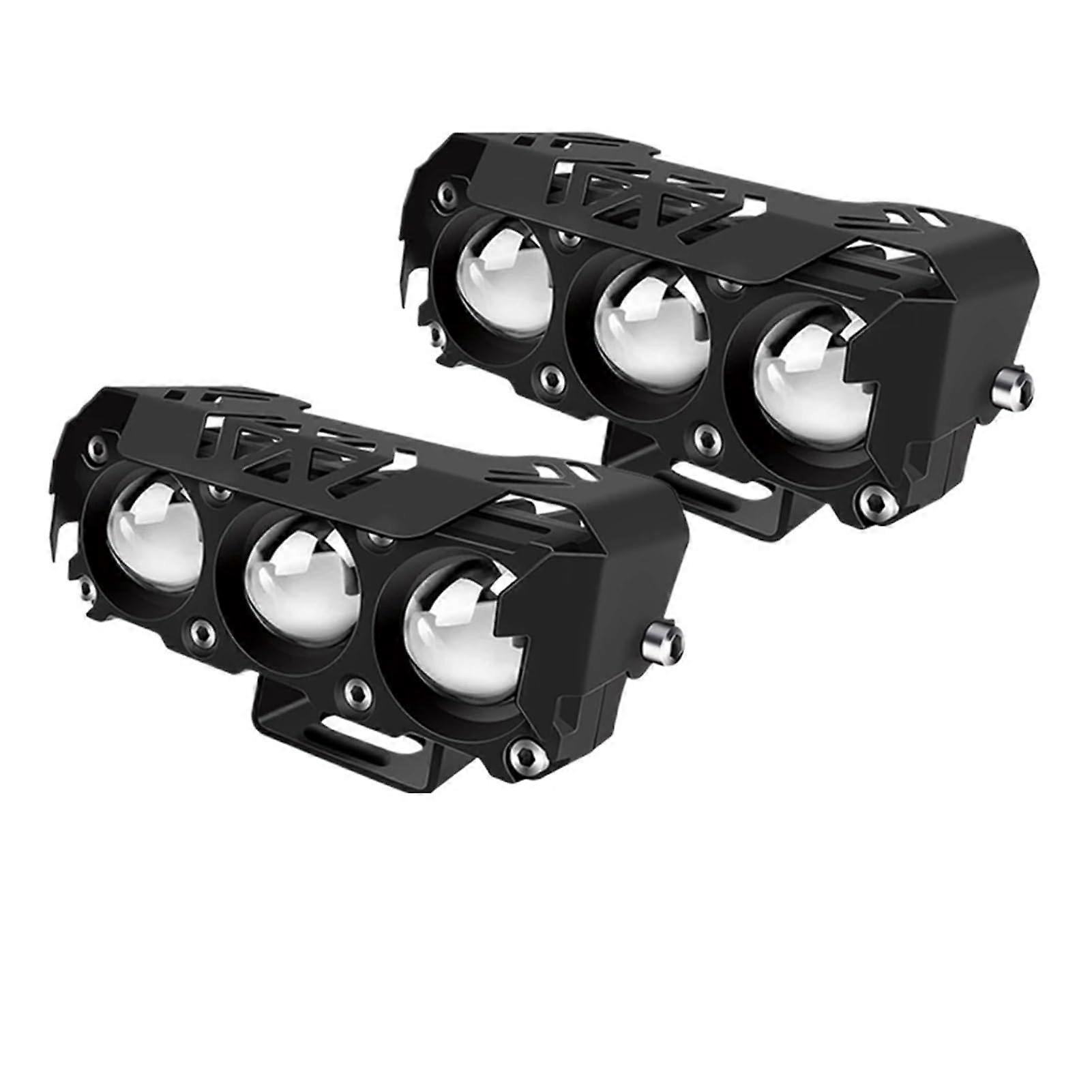 Motorcycle LED Headlights with  Low Beam, UltraBright Spotlights with Switch, 2pcs