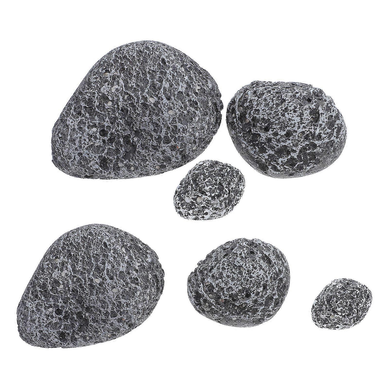 Artificial Foam Rocks for Flower Arrangements Grey Realistic Decorative Stones Set of 6 Pieces