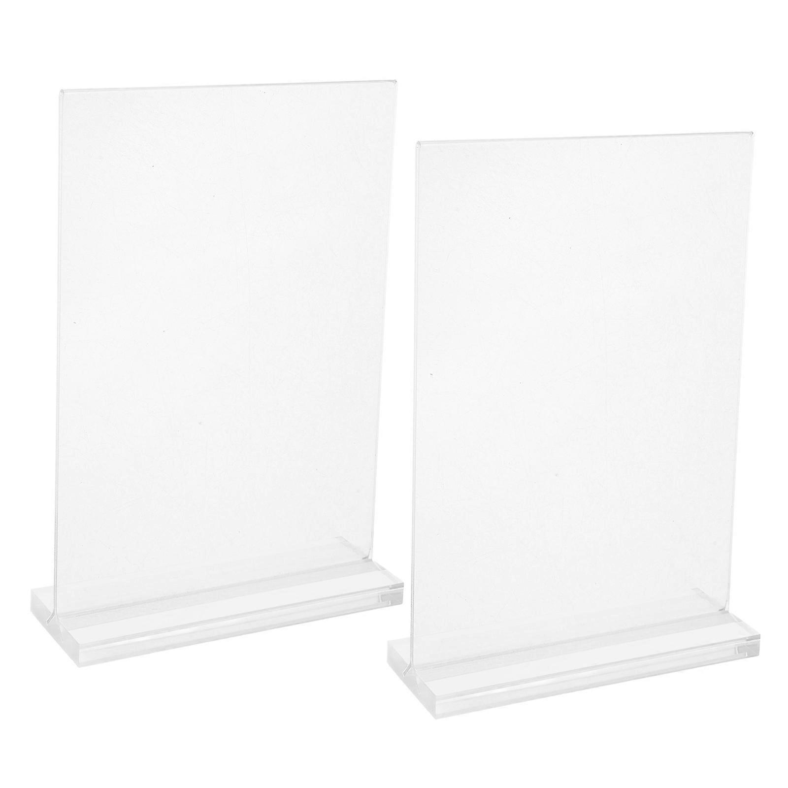 Clear Acrylic Display Stand for Flyers 2Pcs Double Sided T Shape Holder