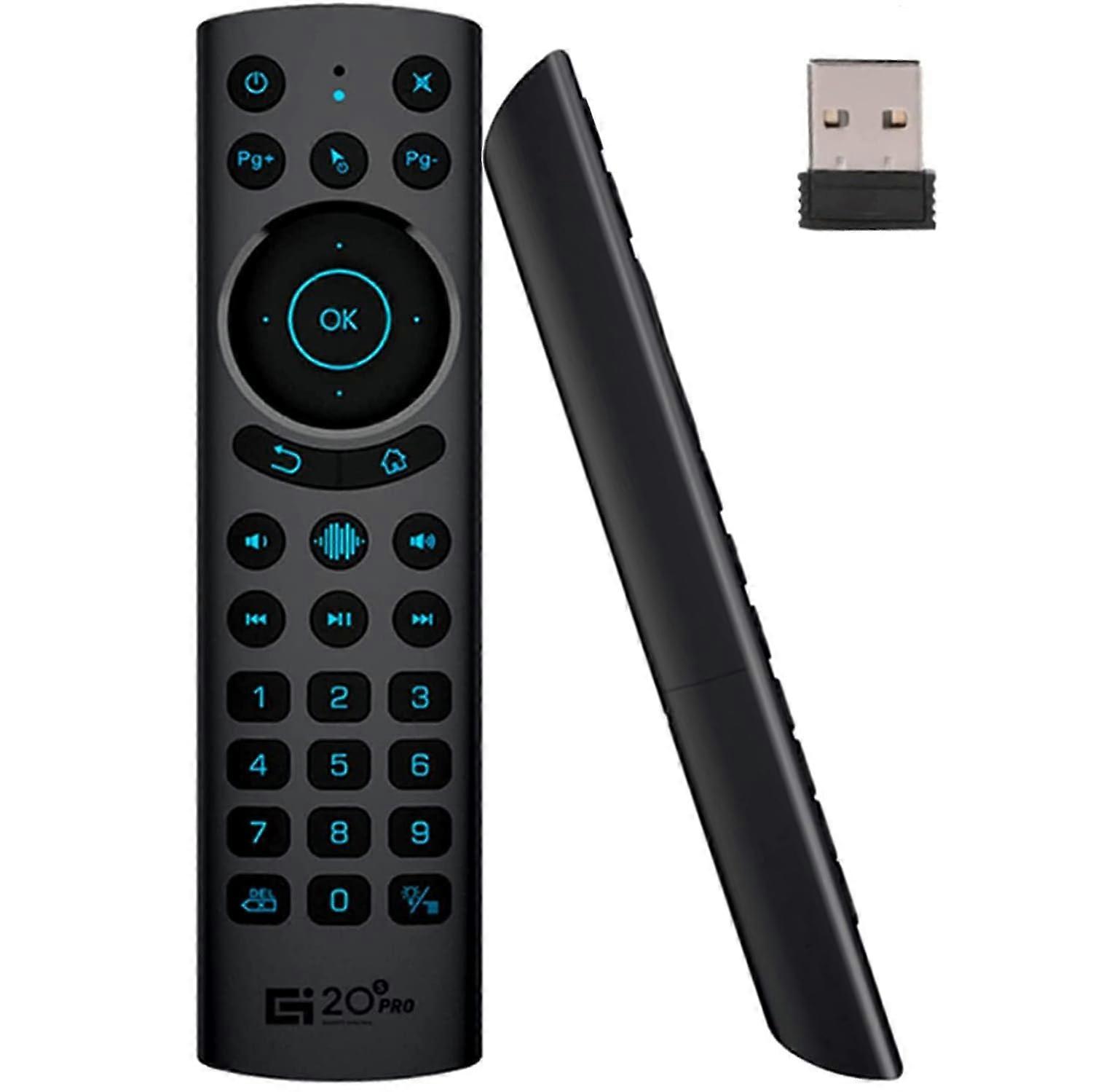 Wireless Bluetooth Remote Control for Android TV Box G20S Pro Plus, 2.4G USB IR, 5.0 Voice, Illuminated Replacement Remote