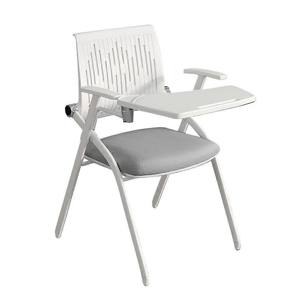 5PCS Folding Mesh Office Guest Chairs with Arms and Writing Board, Ergonomic Conference Seating Gray