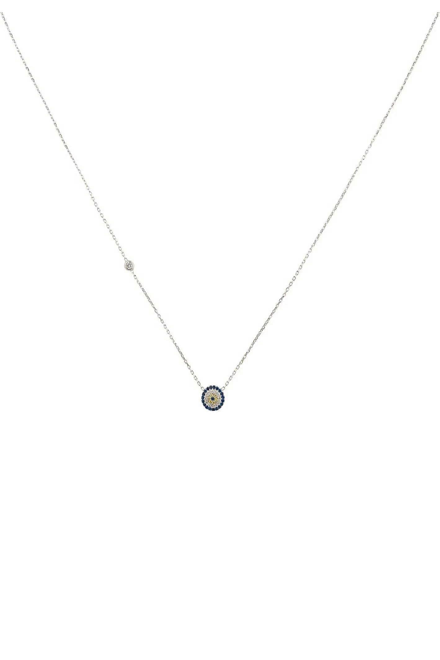Latelita Evil Eye Pendant Necklace in Silver with Blue and White Zircons - Size: 40-45cm