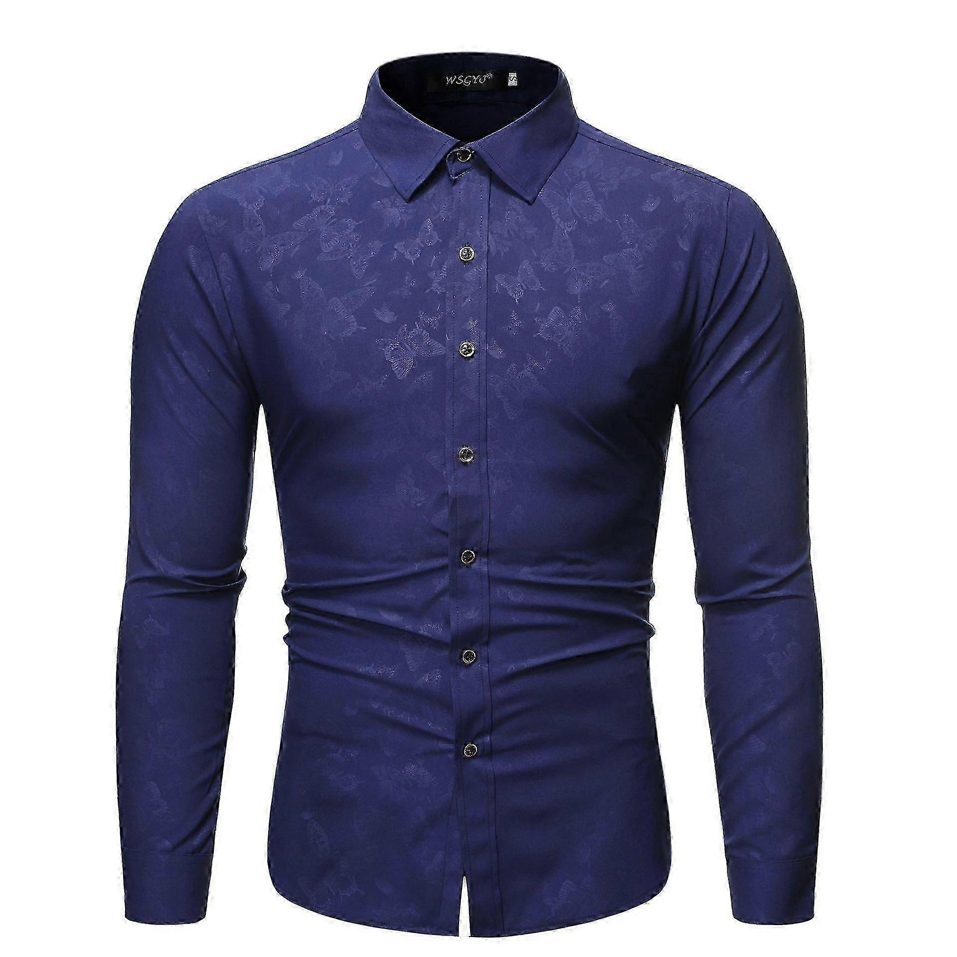 Men's Butterfly Floral Printed Long Sleeve Shirt