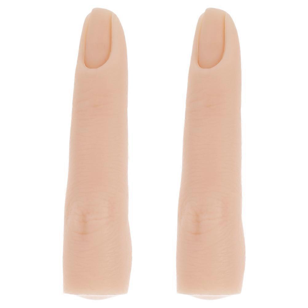 Silicone Nail Practice Finger for Manicure Beige Realistic and Flexible Design 2pcs